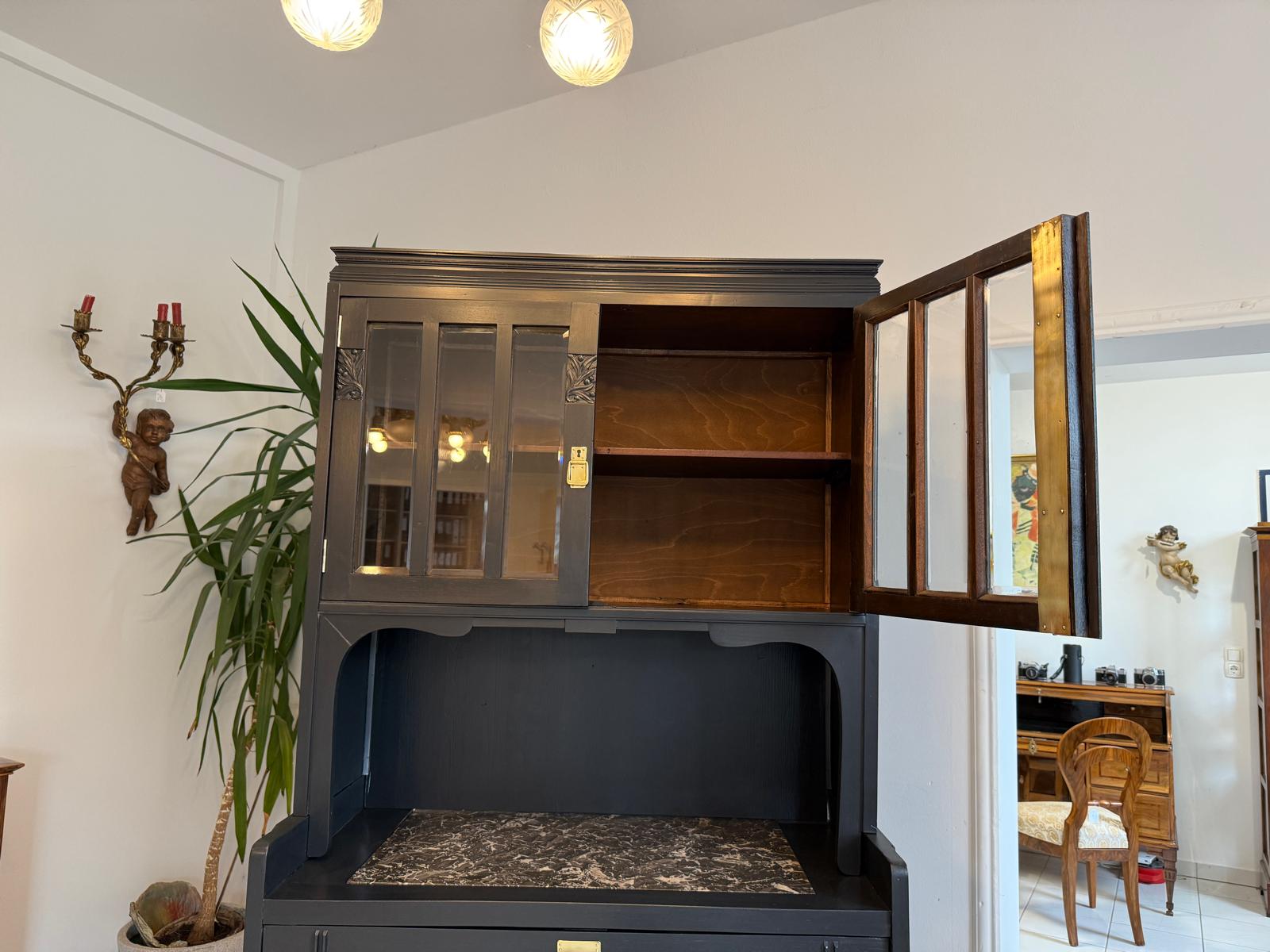 Restauriertes Jugendstil Aufsatzbuffet Bücherschrank G2095