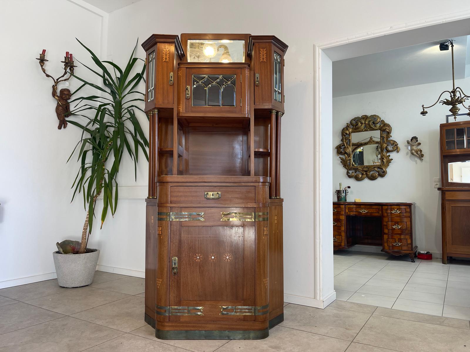 Traum Jugendstil Kredenz Bücherschrank Antiquität G1100