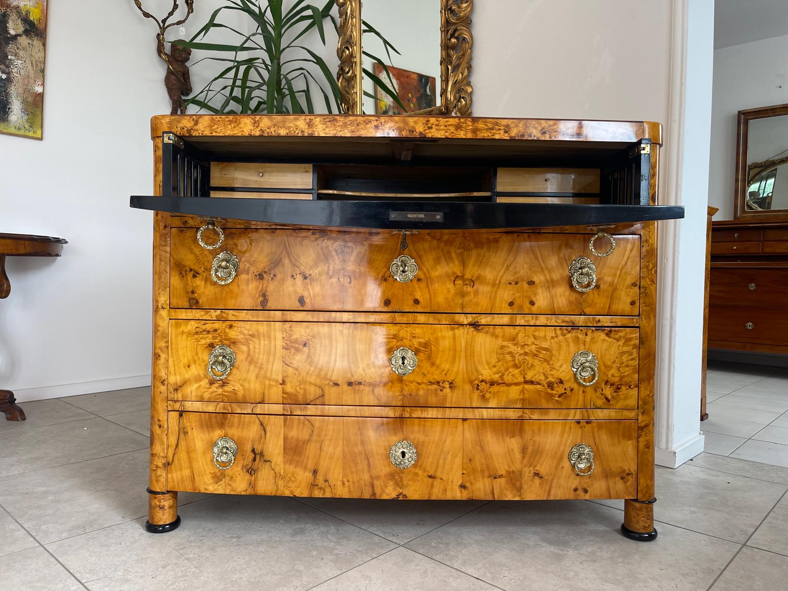 Restaurierte Biedermeier Schreibkommode Sekretär Pappelholz Antiquität G1747