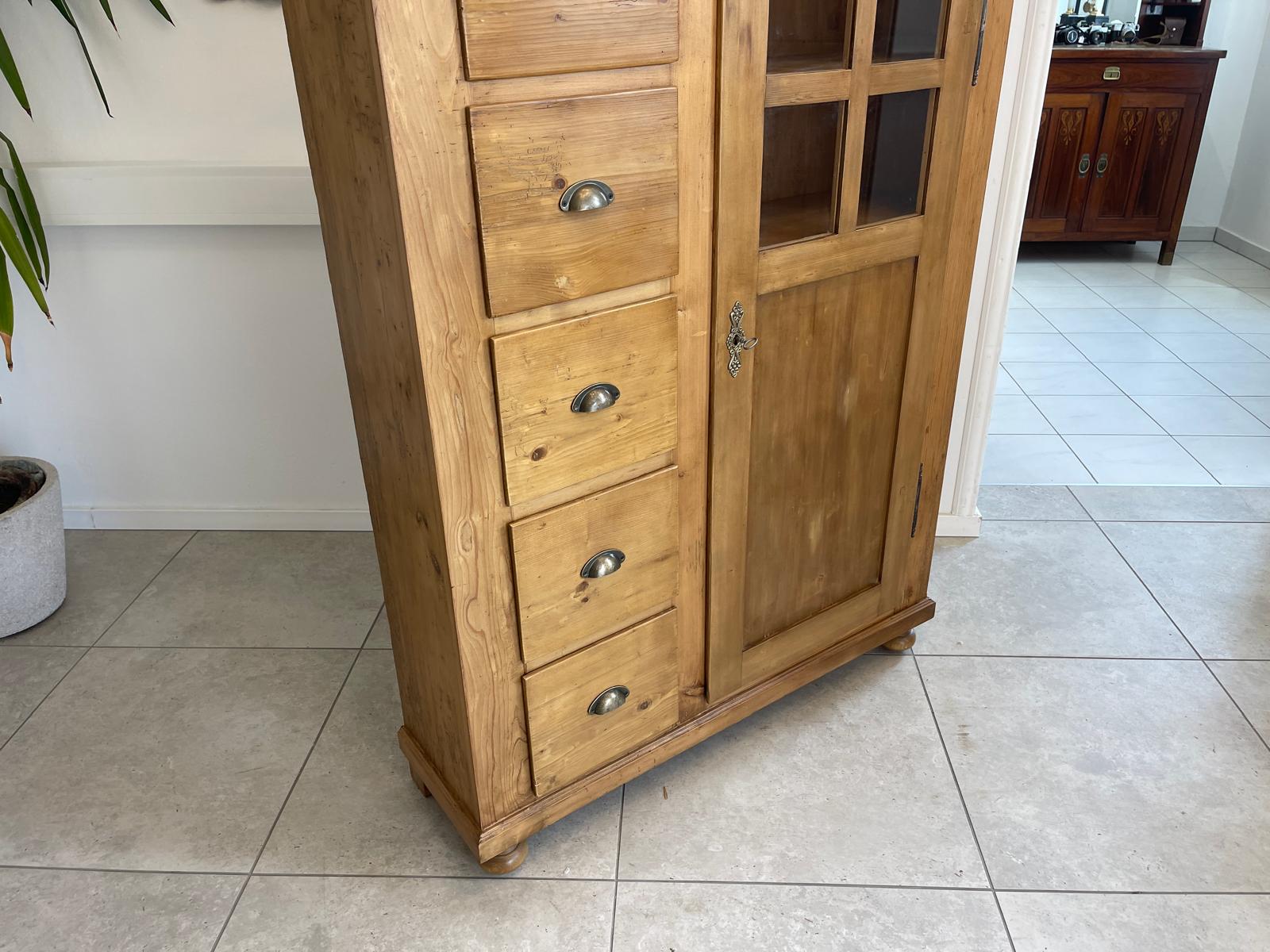 Antiker Biedermeier Brotschrank Almerschrank Vorratskasten Vitrine Bauernvitrine G1652