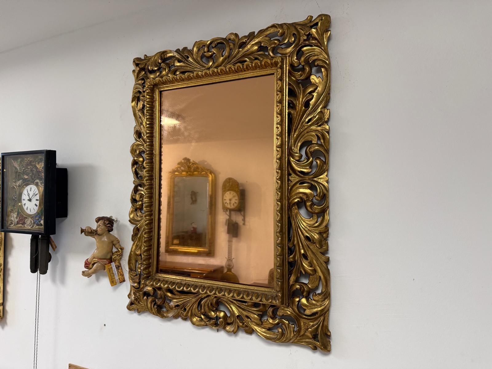 SALE Florentiner Spiegel Akanthusblattschnitzkunst Holzschnitzerei Golden G2380