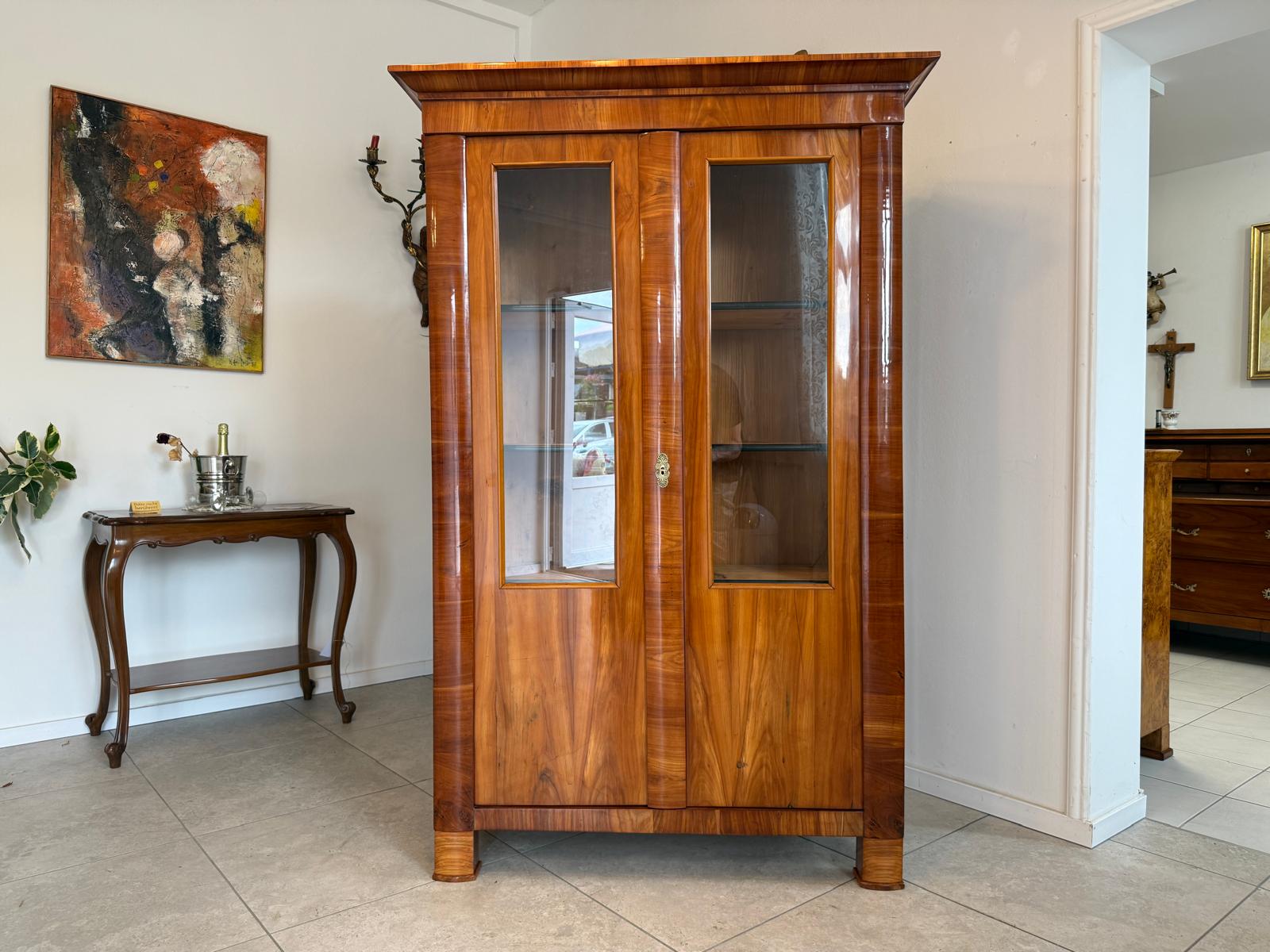 SALE Biedermeier Vitrine Bücherschrank Sammlervitrine Kirschholz Antiquität G1818
