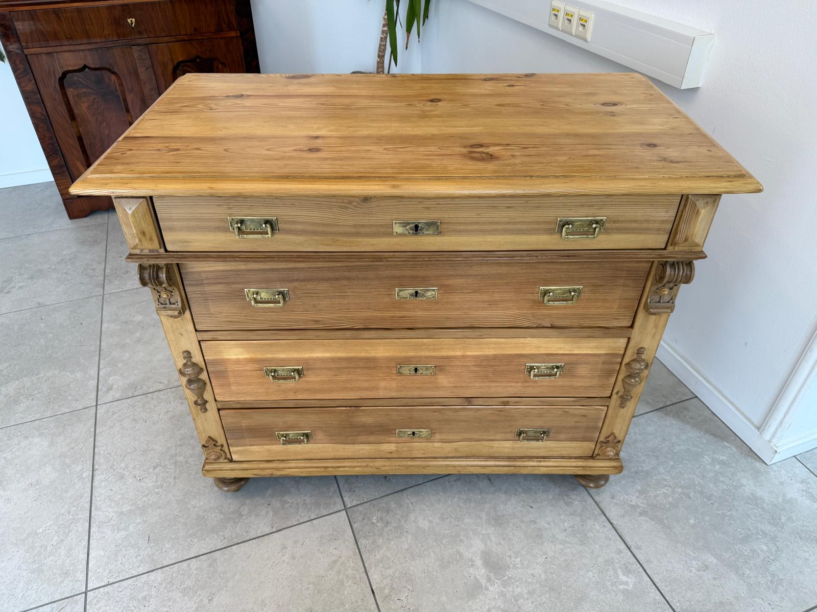 Restaurierte Gründerzeit Kommode 4 Laden Fichtenholz Bauernmöbel G1842