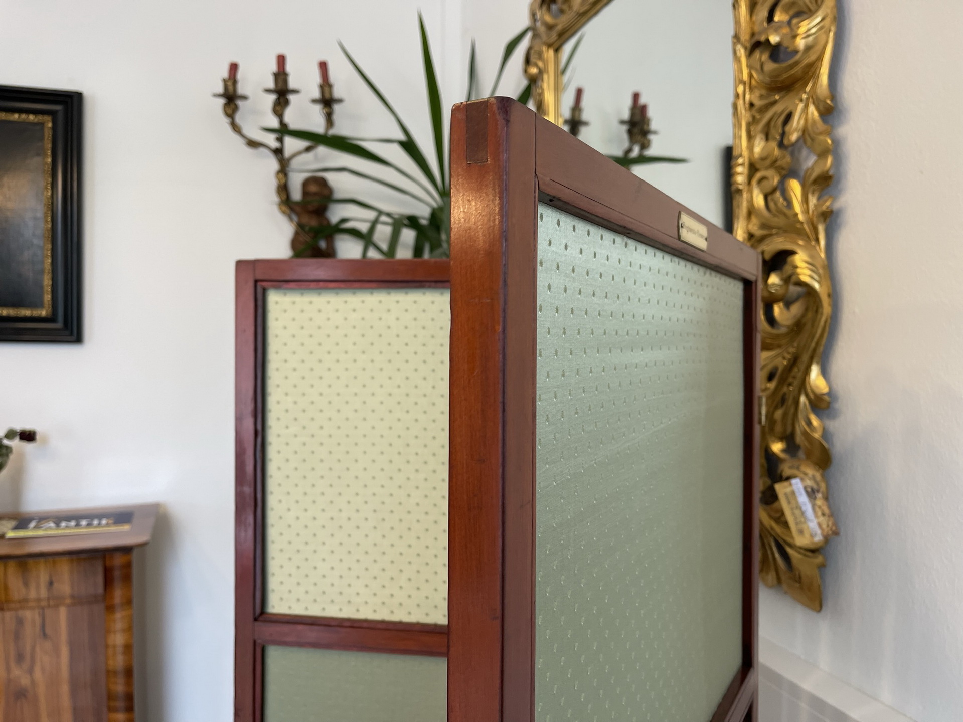 Biedermeier-Barock_87c3zlEjkXgocof Jugendstil Mahagonie Paravant Garderobe als Raumteiler, eleganter Trennwand B1369