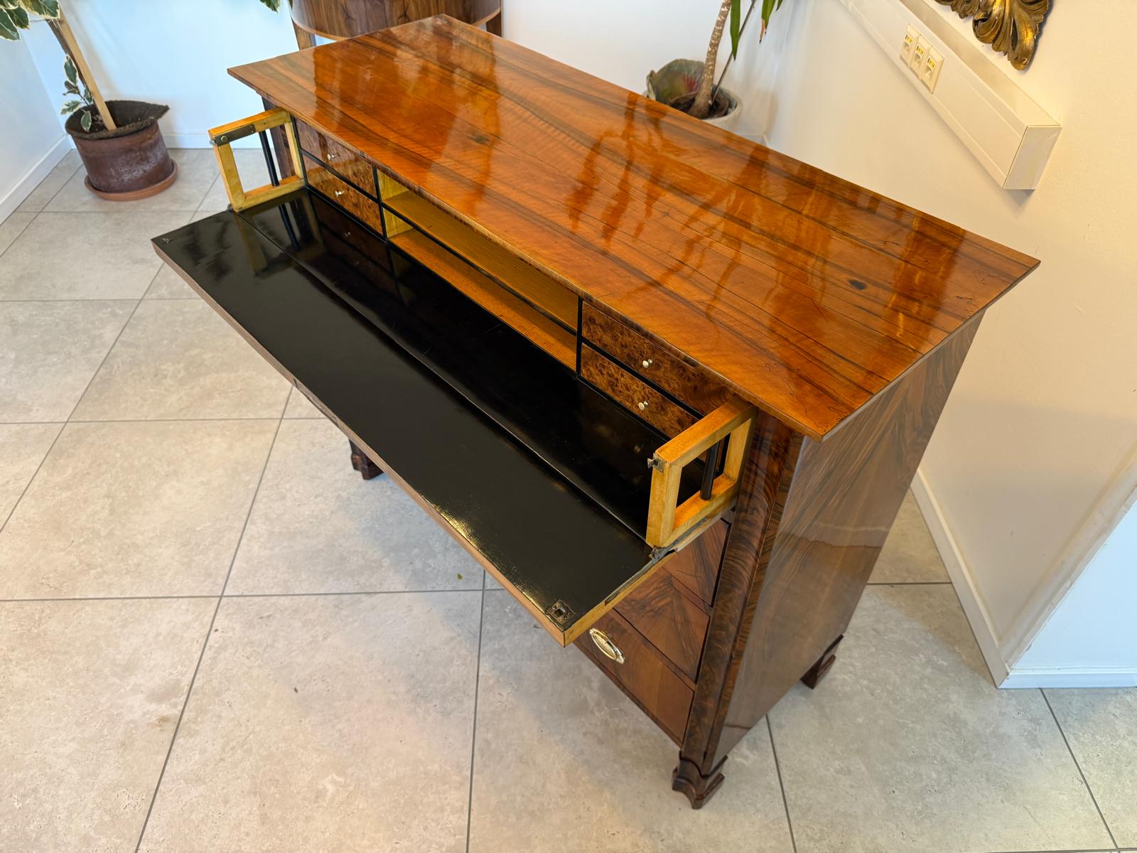 SALE Restaurierte Biedermeier Schreibkommode Nussholz Antiquität Antikmöbel G2159