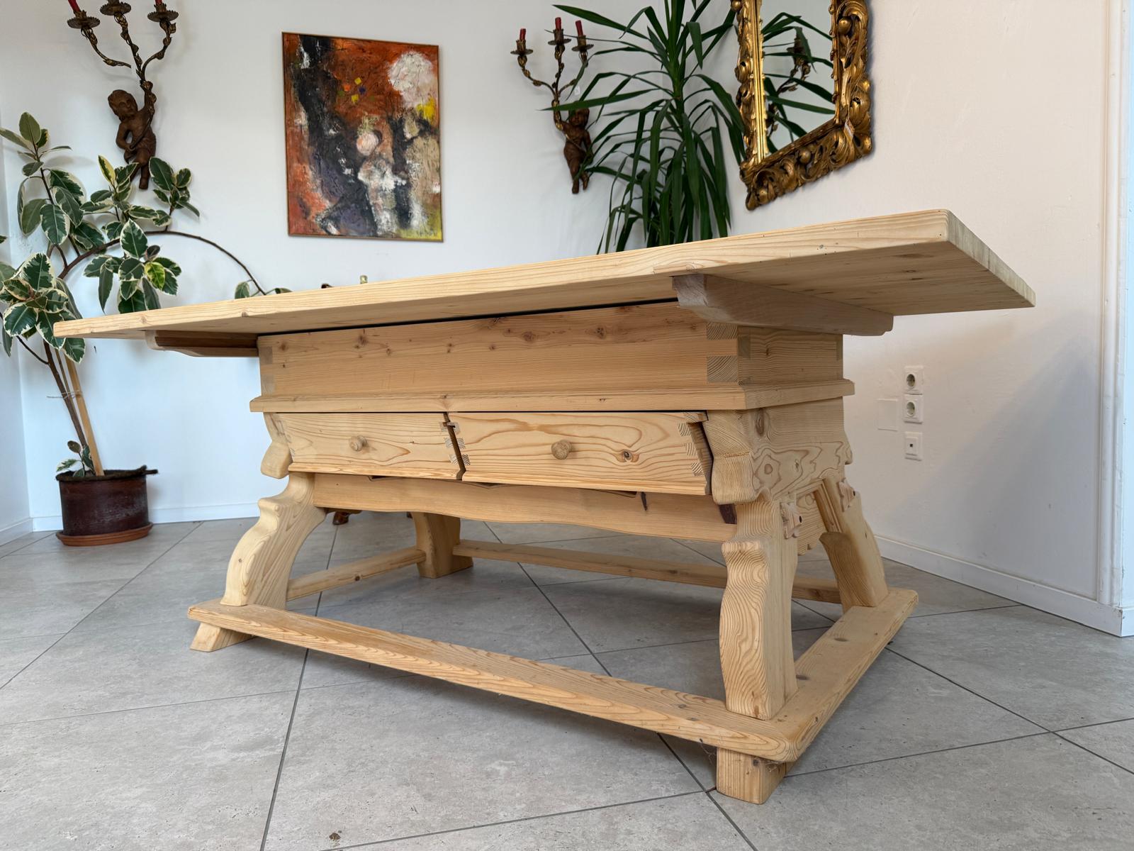 Uriger Jogltisch Bauerntisch Naturholz Fichte Hüttentisch 190 x 120 G1738