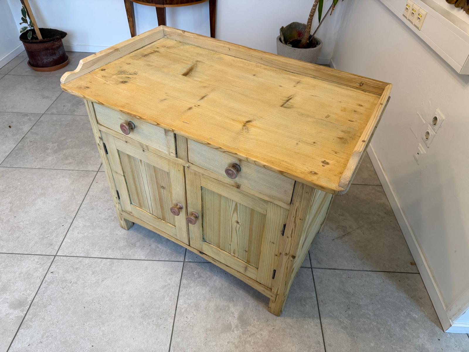 Bäuerliche Wickelanrichte Kommode Naturholz Antik & Alt D1075