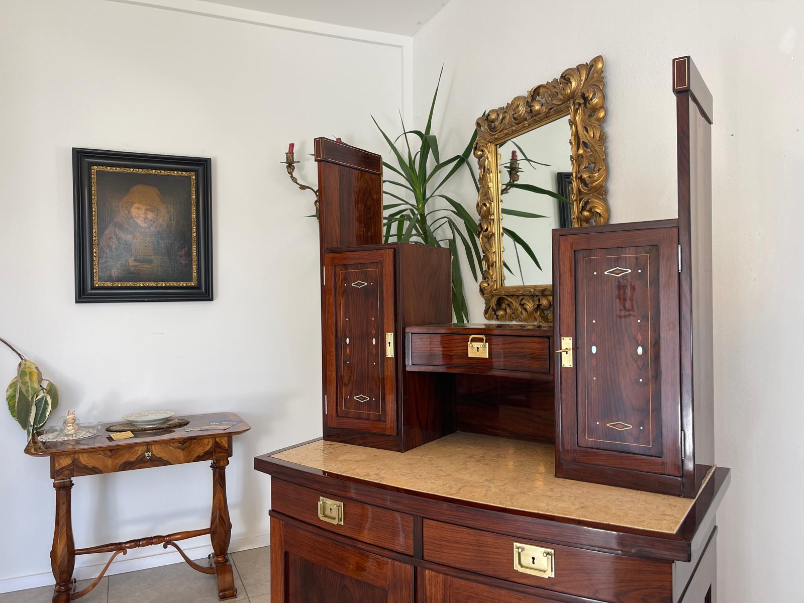 Sale Restauriertes Jugendstil Designerbuffet Aufsatzbuffet Schellack Antiquität G1377-1