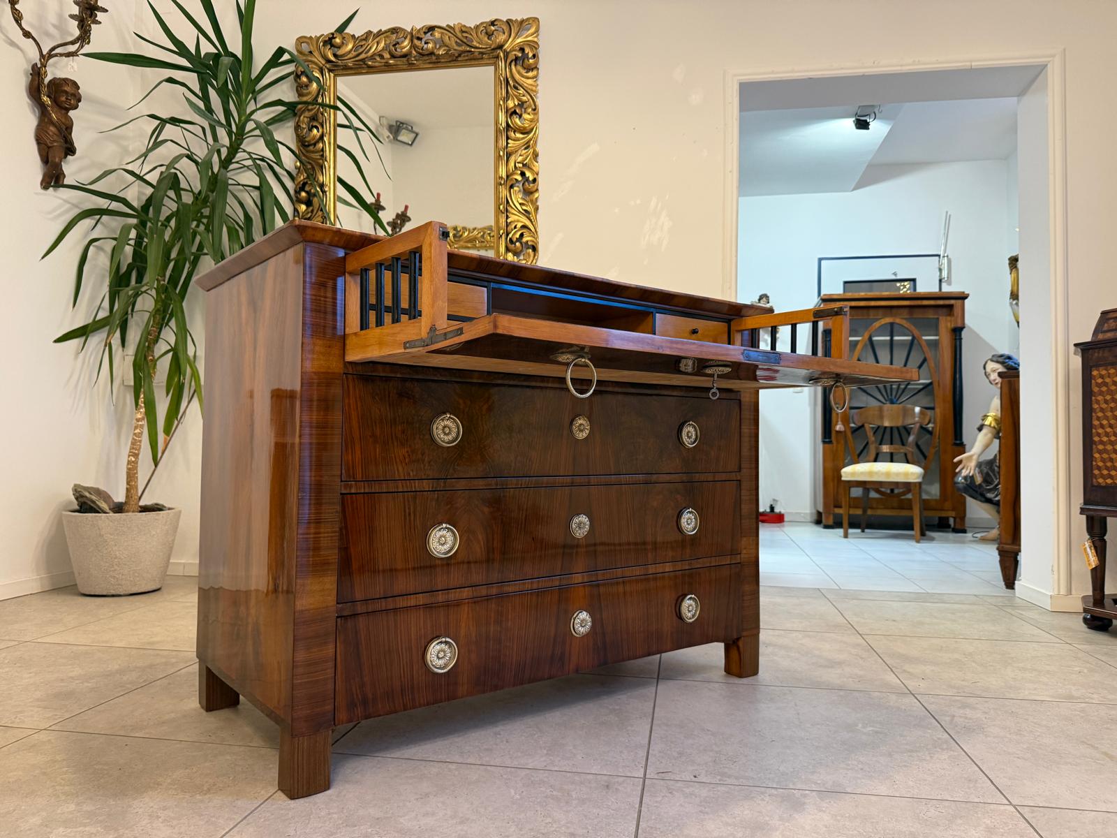 SALE Restaurierte Biedermeier Schreibkommode Nussholz Antiquität Antikmöbel G2388