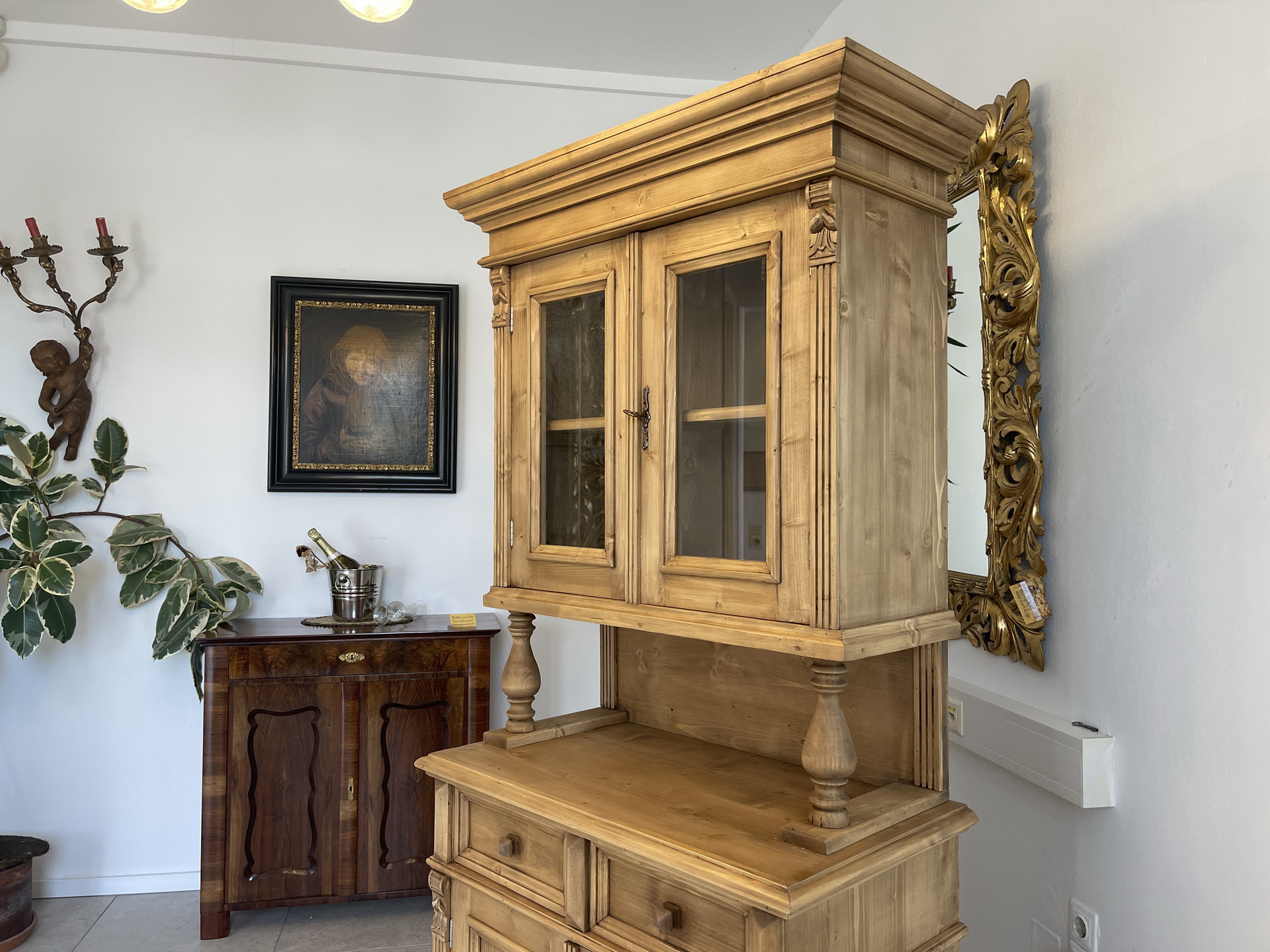 Biedermeier-Barock-16euGr4u2IRACde Schmale Gründerzeit Küchenkredenz Bauernschrank G1633