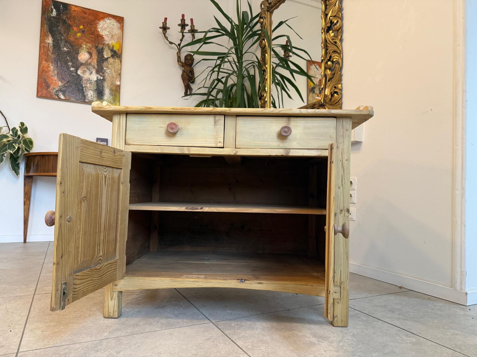 Bäuerliche Wickelanrichte Kommode Naturholz Antik & Alt D1075