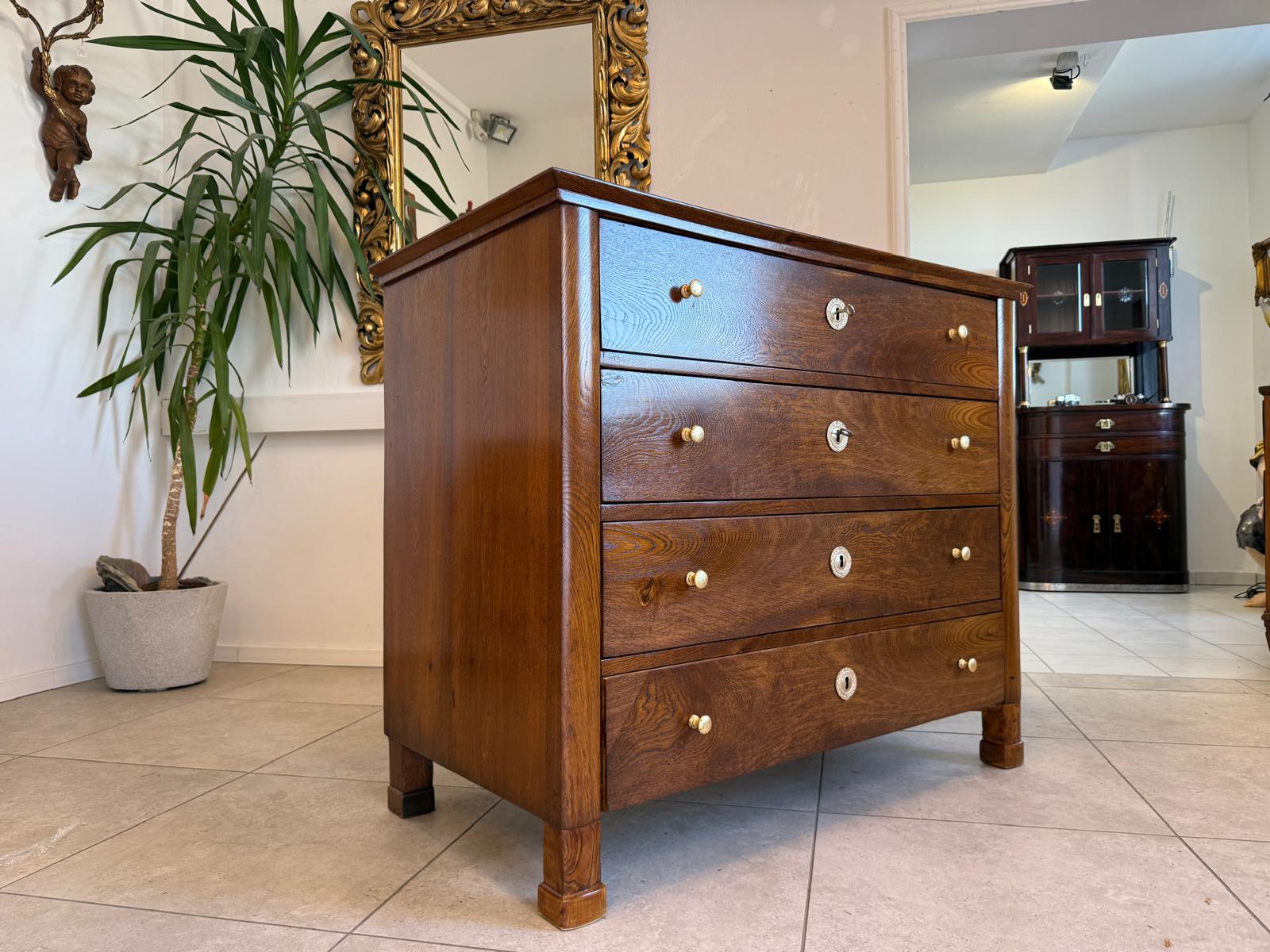 Biedermeier Schreibkommode Eichenholz Antiquität Antikmöbel Restauriert D1174