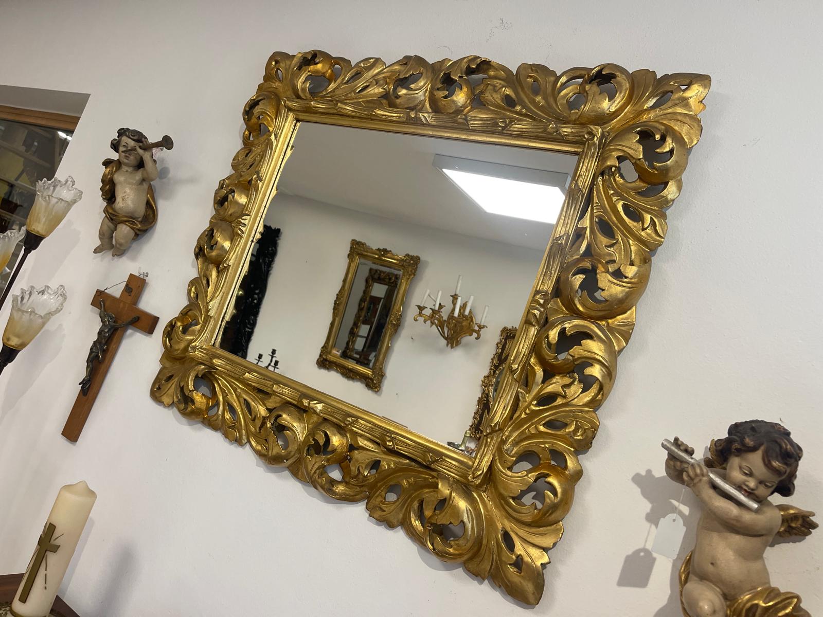 SALE Florentiner Spiegel Akanthusblattschnitzkunst Holzschnitzerei Golden G1526