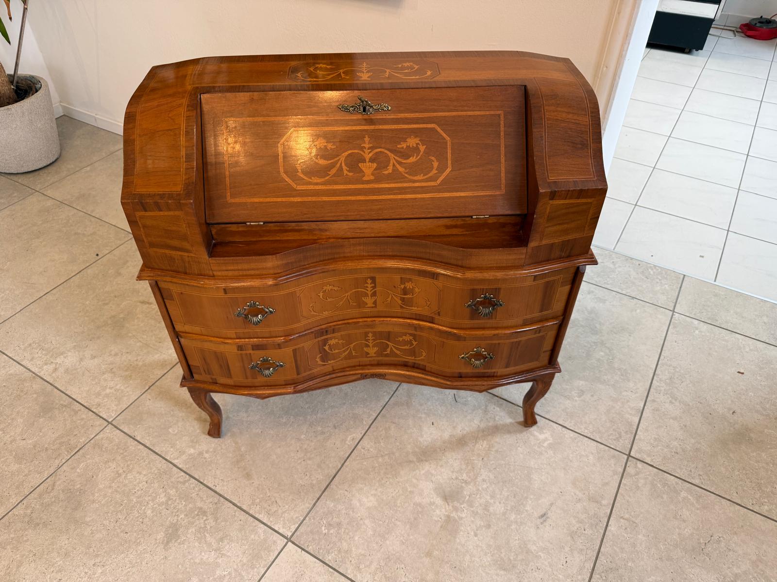 Antikstil Barocker Sekretär Schreibtisch Wurzelholz Stilmöbel D1219