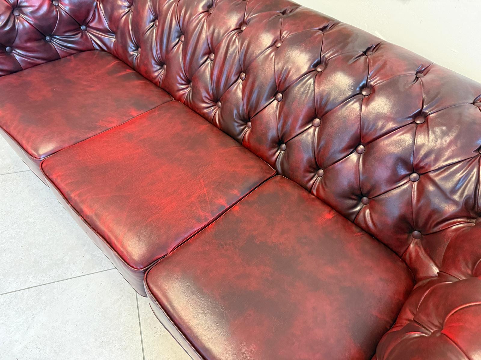 Chesterfield Ensemble 3 teilig Ledersofa Fauteuils Clubmöbel Cultmöbel G2264