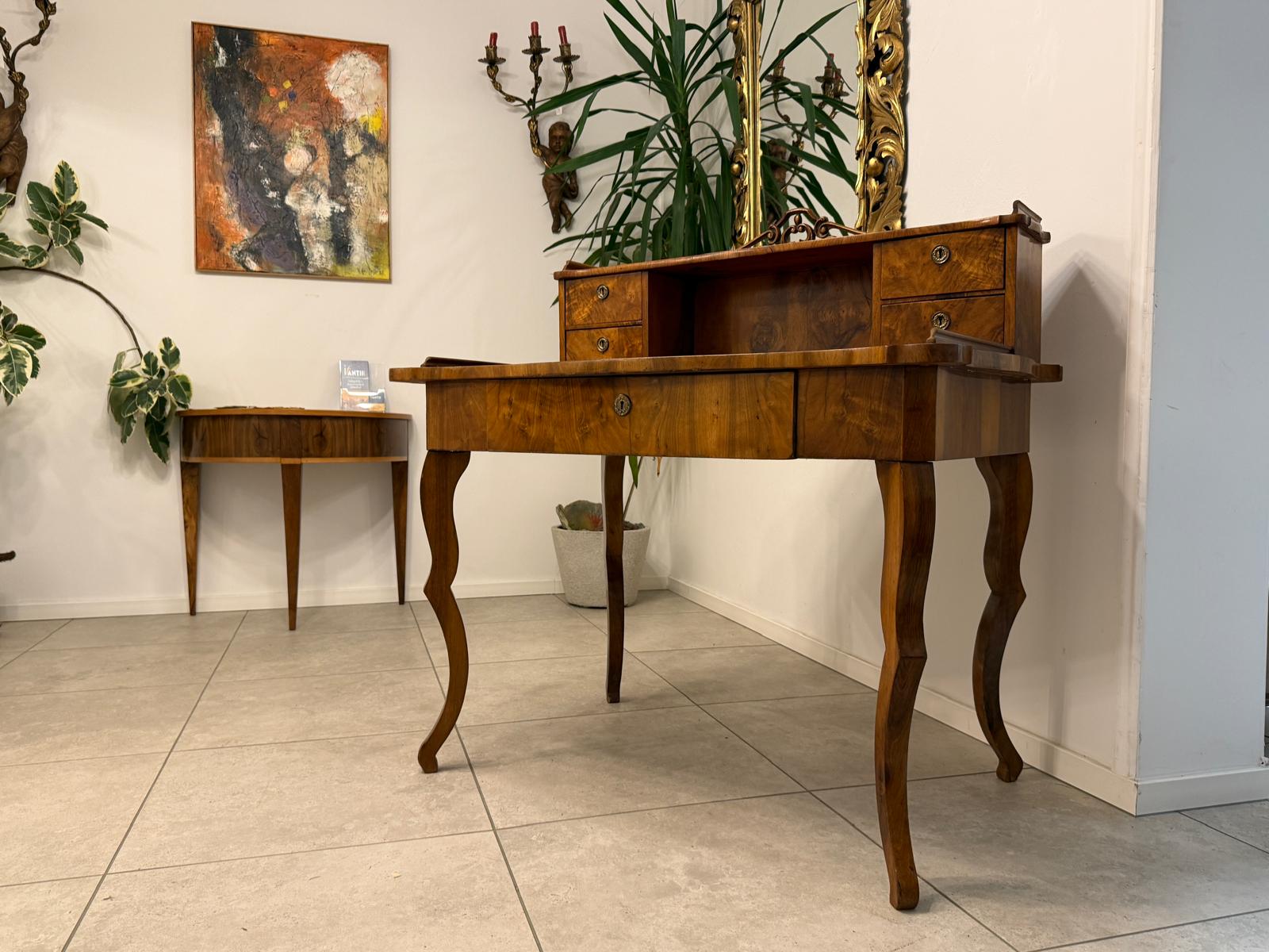Spätbiedermeier Damen Sekretär Schreibtisch Nussholz G2261