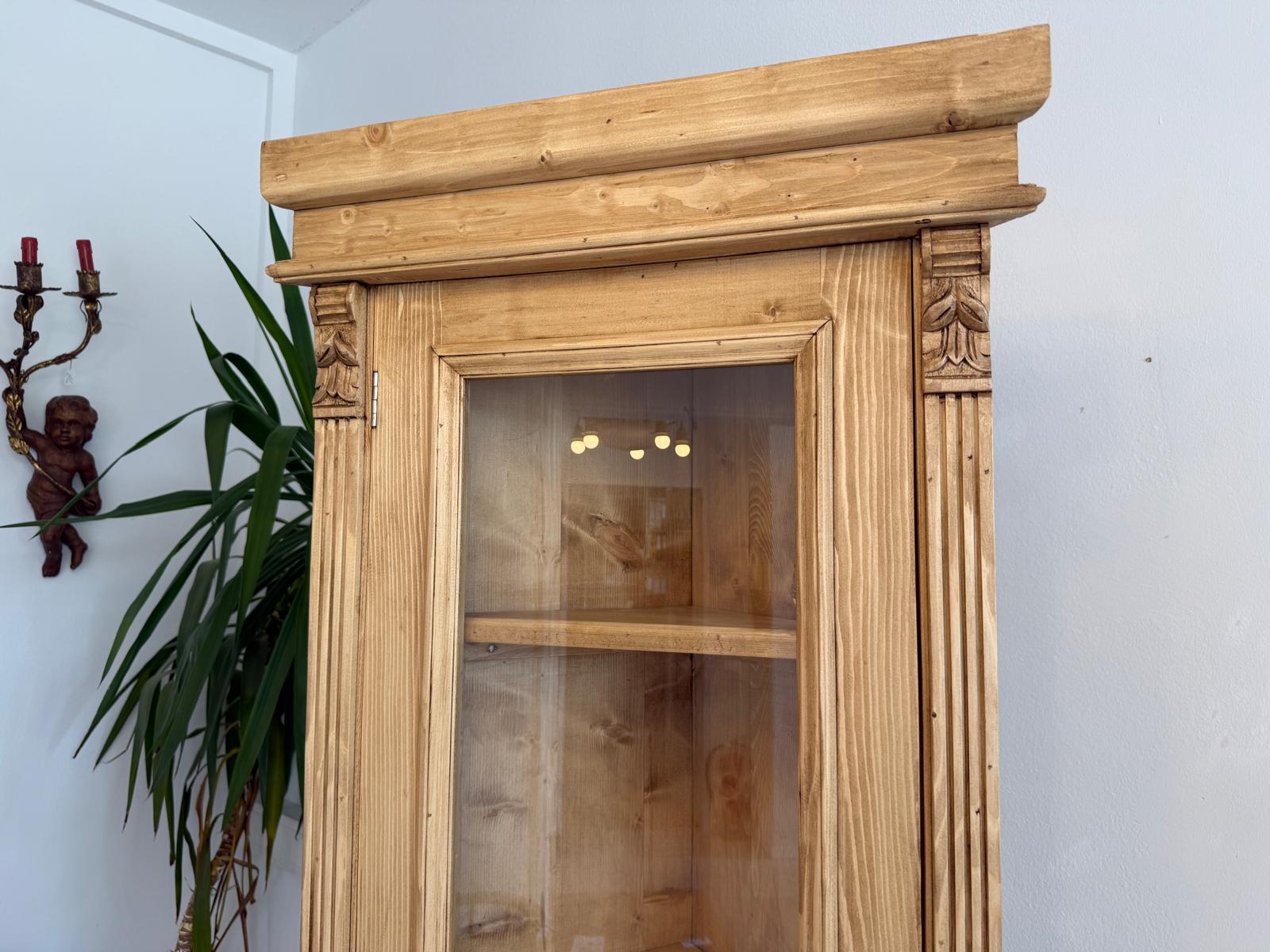 Eckschrank Eckvitrine Naturholz Weichholz BauernschrankD2671