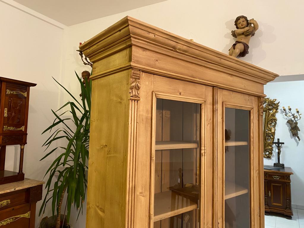 Antike Bauernvitrine Vitrine Naturholz Bücherschrank Antike Möbel G1110
