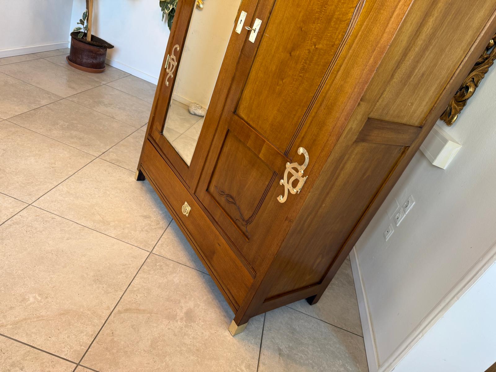 Jugendstil Spiegelschrank Kleiderschrank Bücherschrank Restauriert D1191