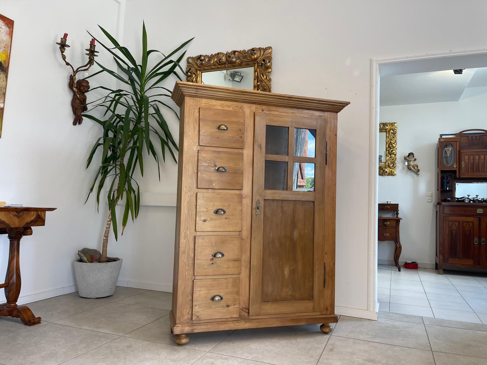 Antiker Biedermeier Brotschrank Almerschrank Vorratskasten Vitrine Bauernvitrine G1652