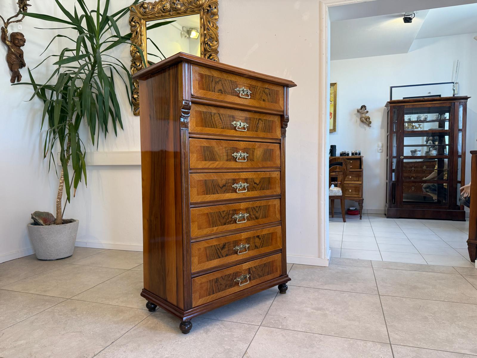 Gründerzeit Wochenkommode Nussholz Ladenschrank Antik G2086
