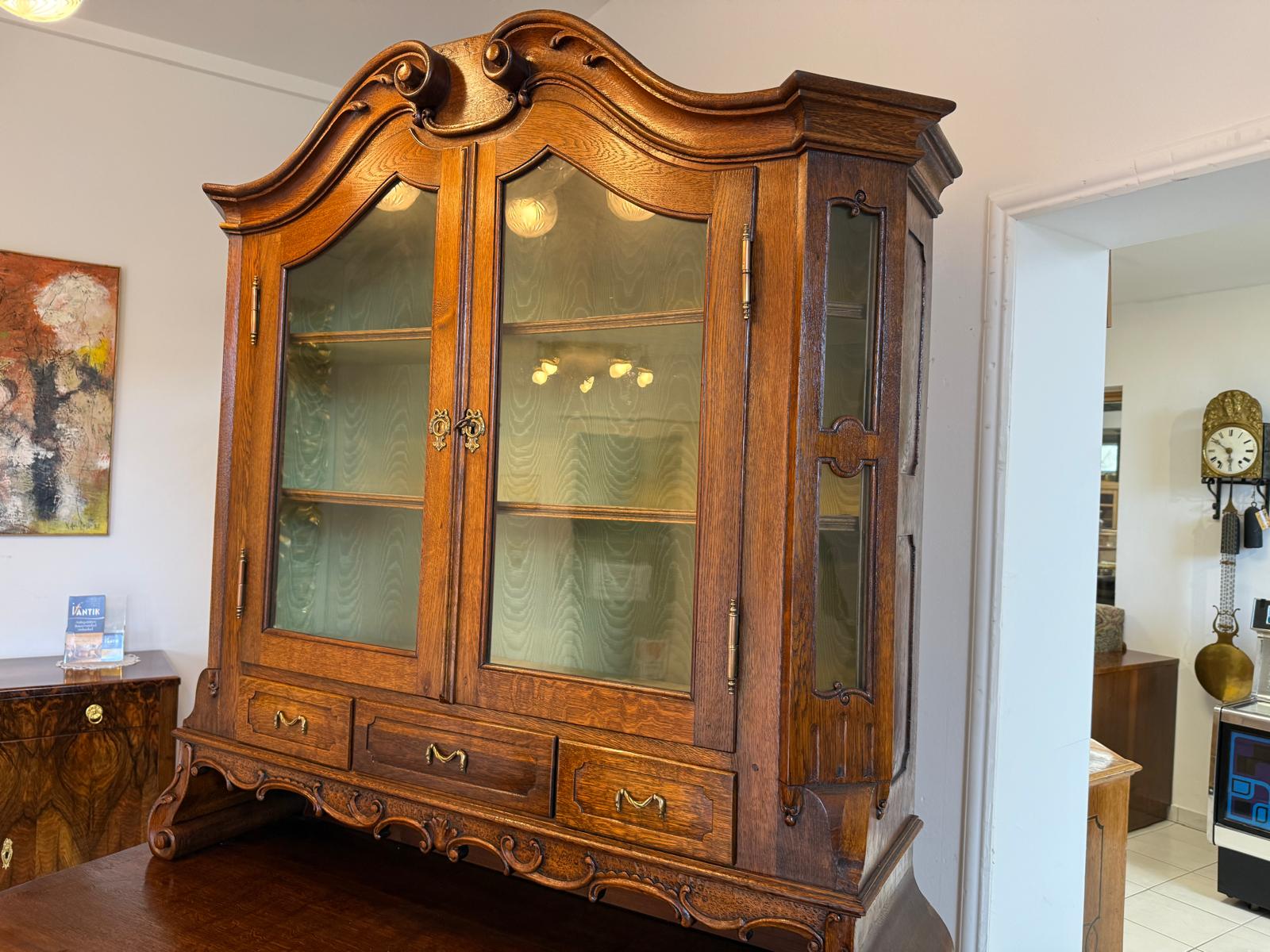 Originaler barocke Aufsatzvitrine Aufsatzkommode Vitrine Antiquität Tabernakl D1143