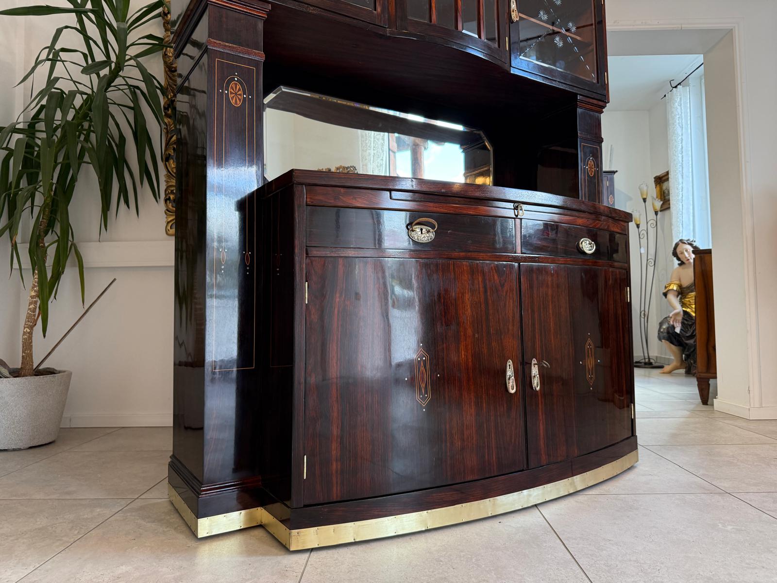 Jugendstil Aufsatzbuffet Antiquität Rarität Floral Restauriert D2376