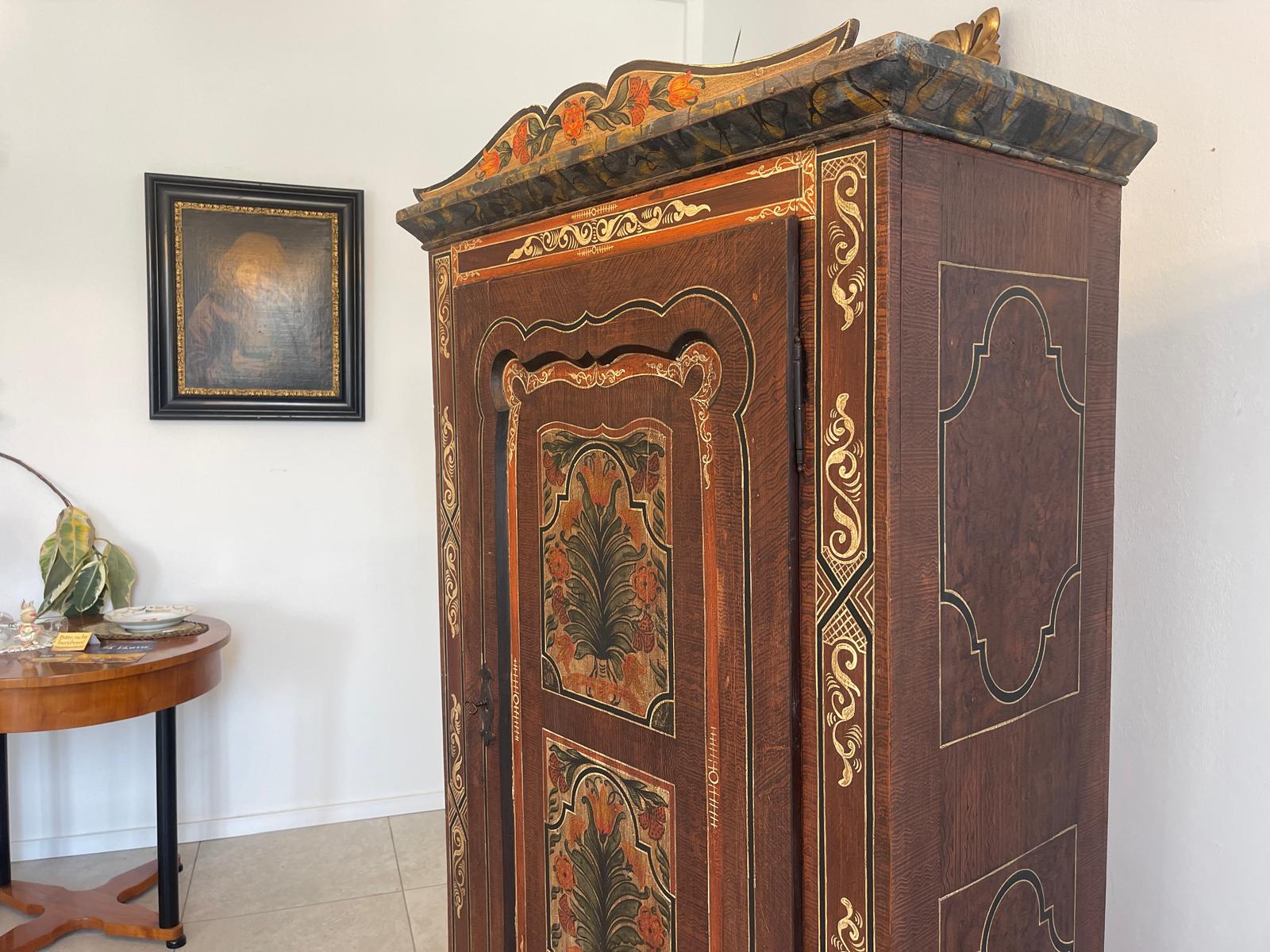 Antikes Handbemalter Bauernschrank Kasten Bauernkasten G1363