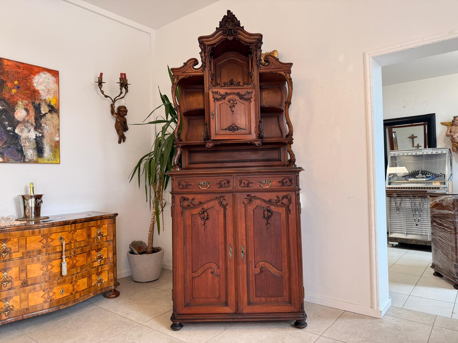 Traum Pfeiferlbarock Aufsatzbuffet Altarschrank Buffetschrank Eichenholz  D2659