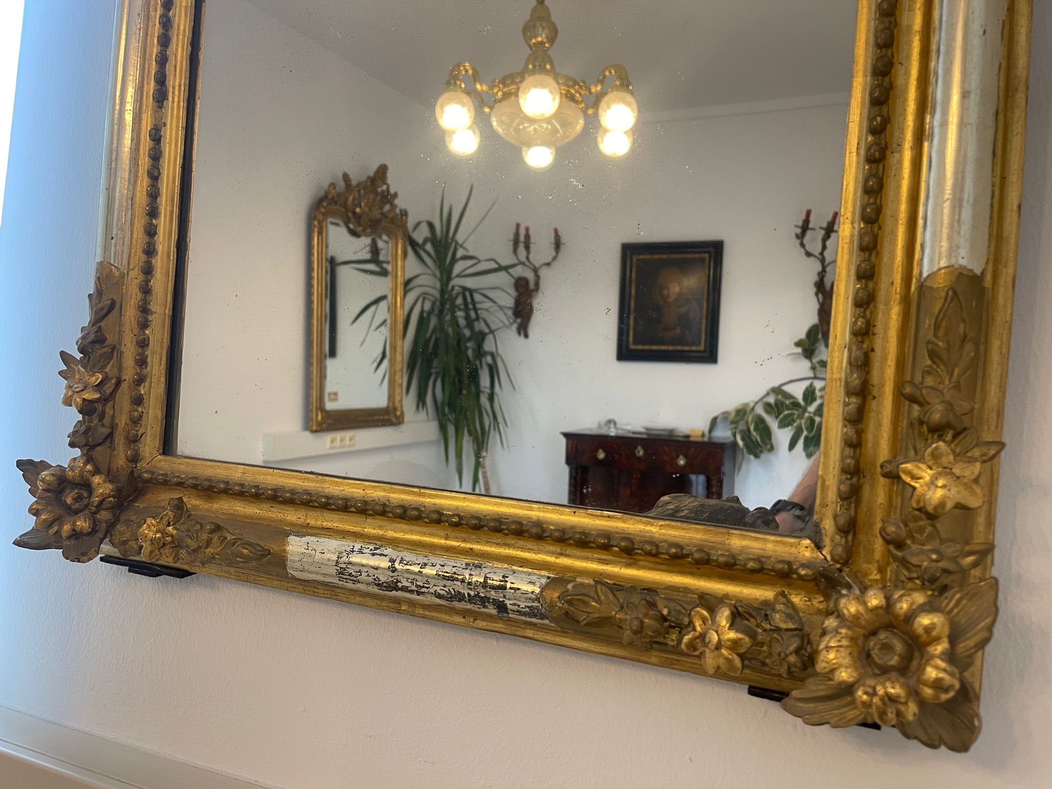 49d1b742-13e6-4171-9375-4ae6301c7461 Goldener Florentiner Rahmen Spiegel Original A4561