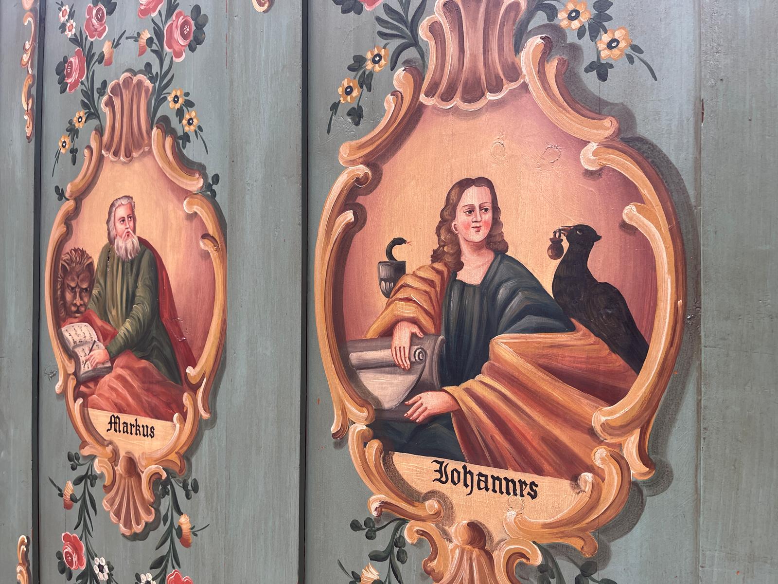 Antiker Sakristei-Schrank Antiquität Rarität Apostelschrank Bauernschrank Handbemalt G1304