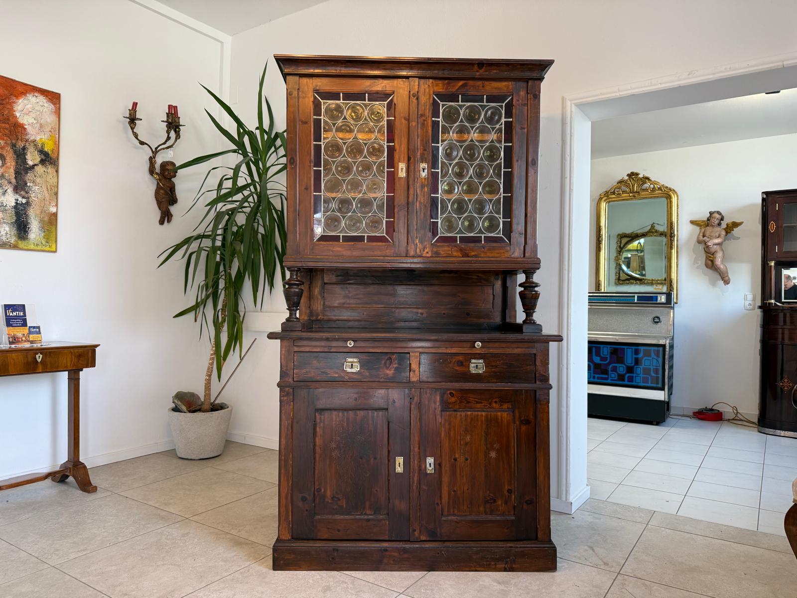 Originale Bäuerlicher Zirbenholz Küchenschrank Küchenkredenz D1257