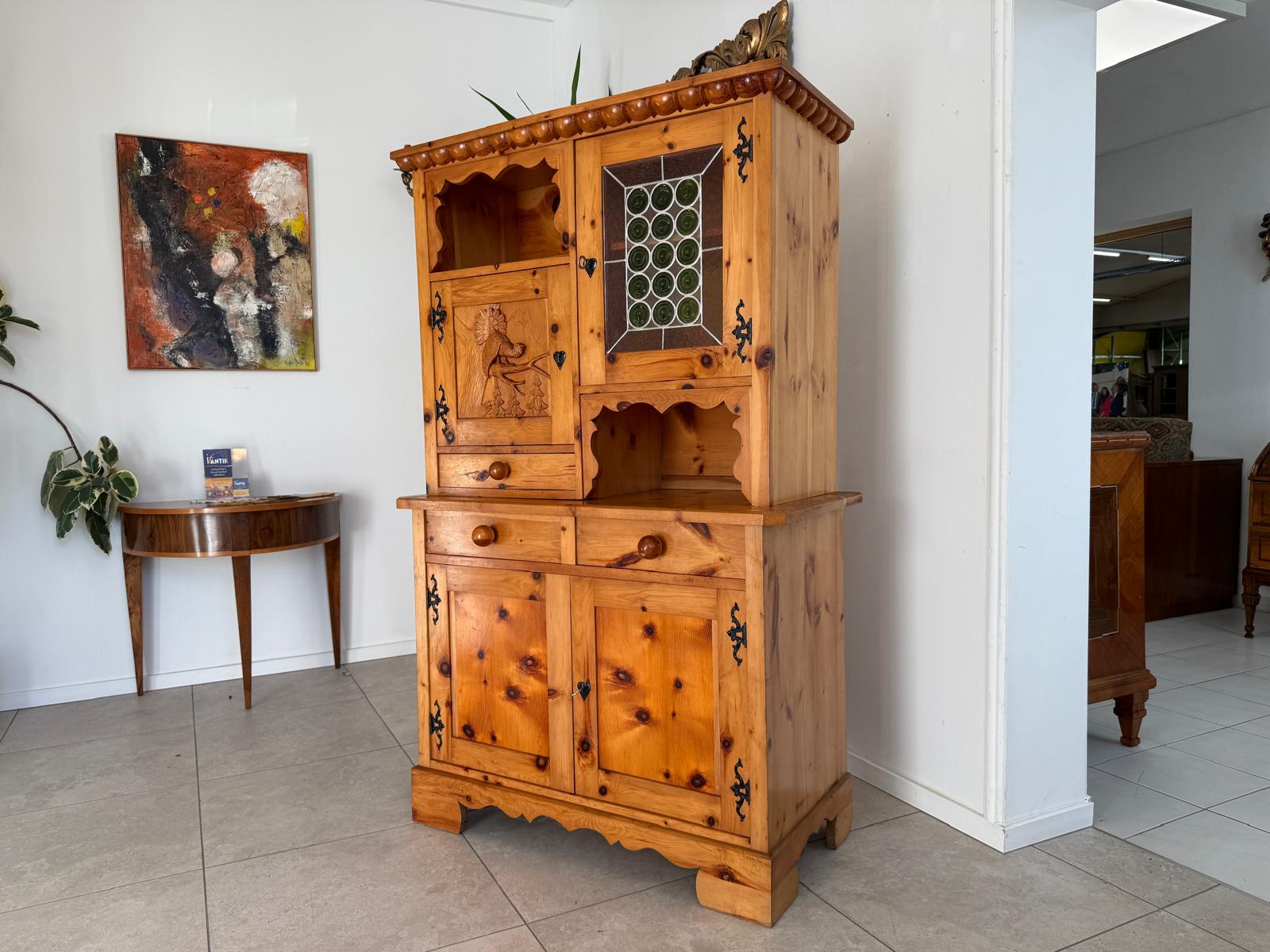 Zirbenholz Kredenz Butzenglas Küchenschrank G2176