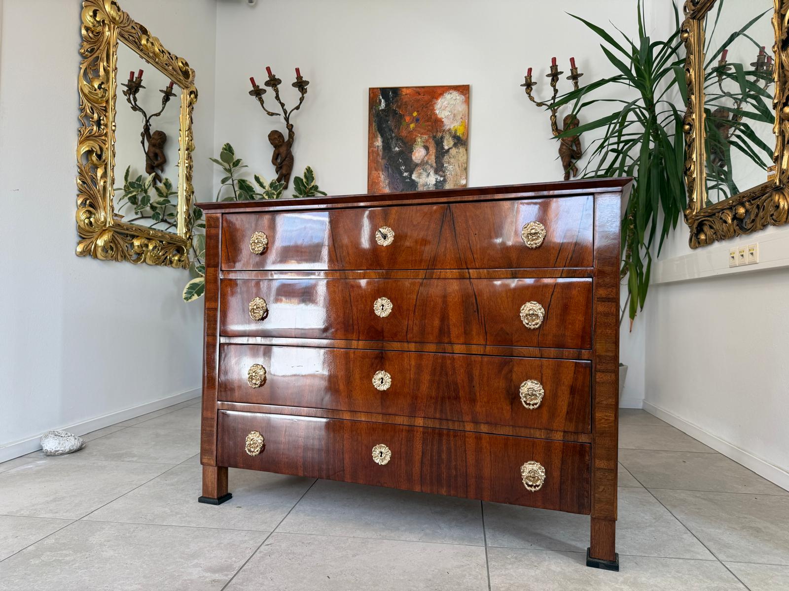 Restaurierte Biedermeier Kommode 4 Ladenkommode Nussholz G2210