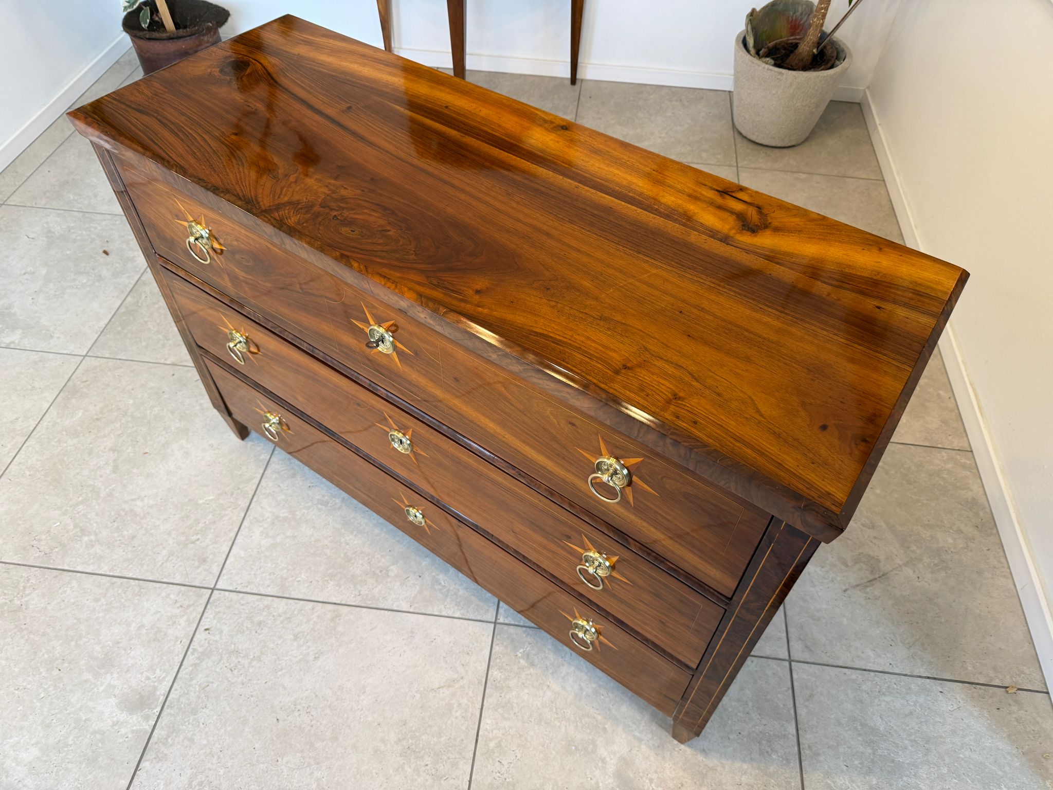 Restaurierte Biedermeier Kommode 3 Ladenkommode Nussholz Antiquität D1044