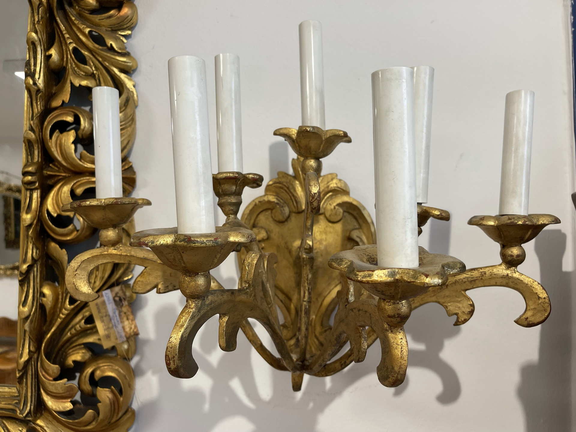 Biedermeierschreibtisch-Barocktisch_344 originale 2 Barock Wandleuchter Holzwandleuchter Barockleuchter A3204