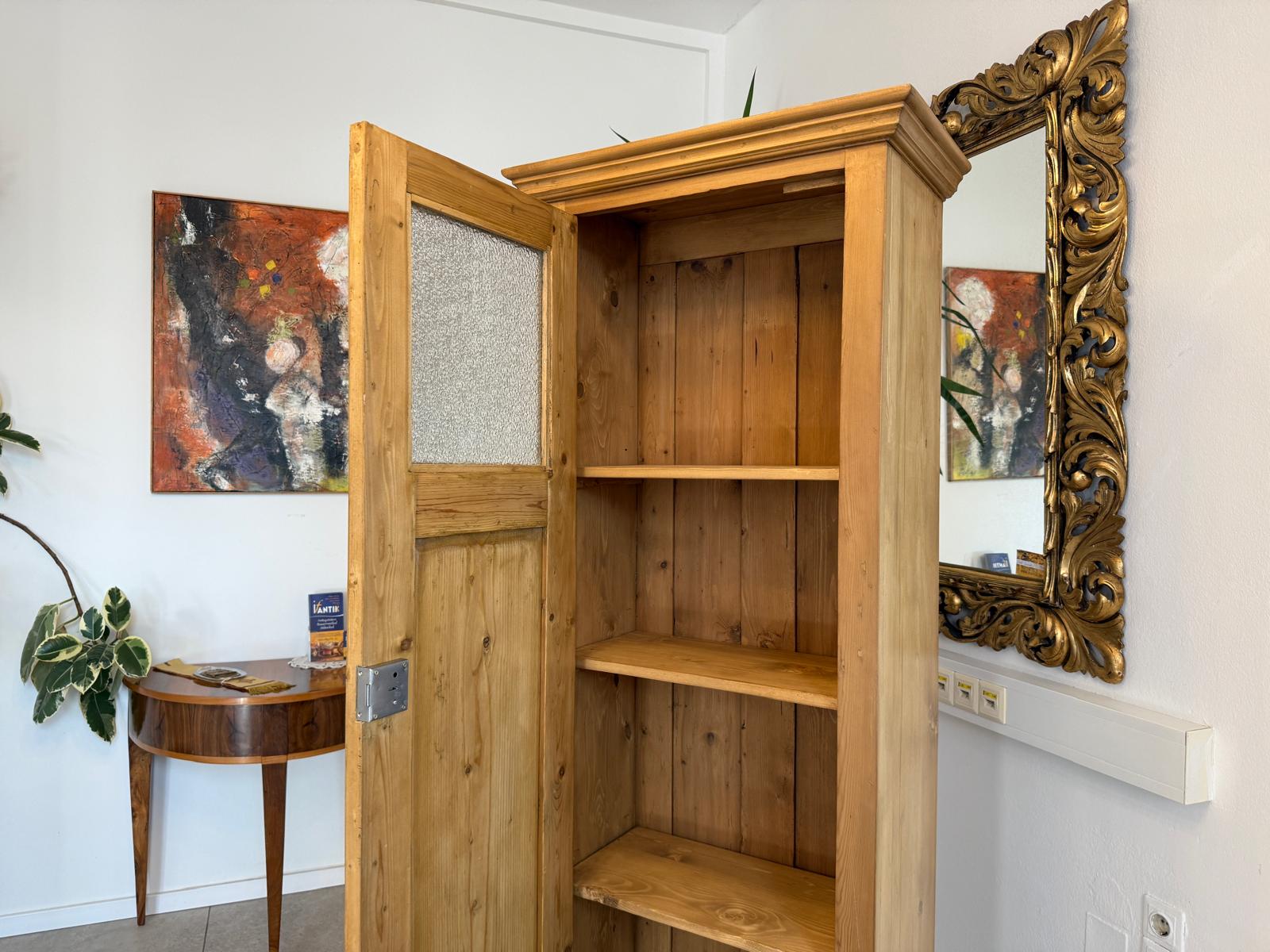 Bäuerlicher 1 türiger Bauernschrank Jugendstil Naturholzschrank Antik G2199