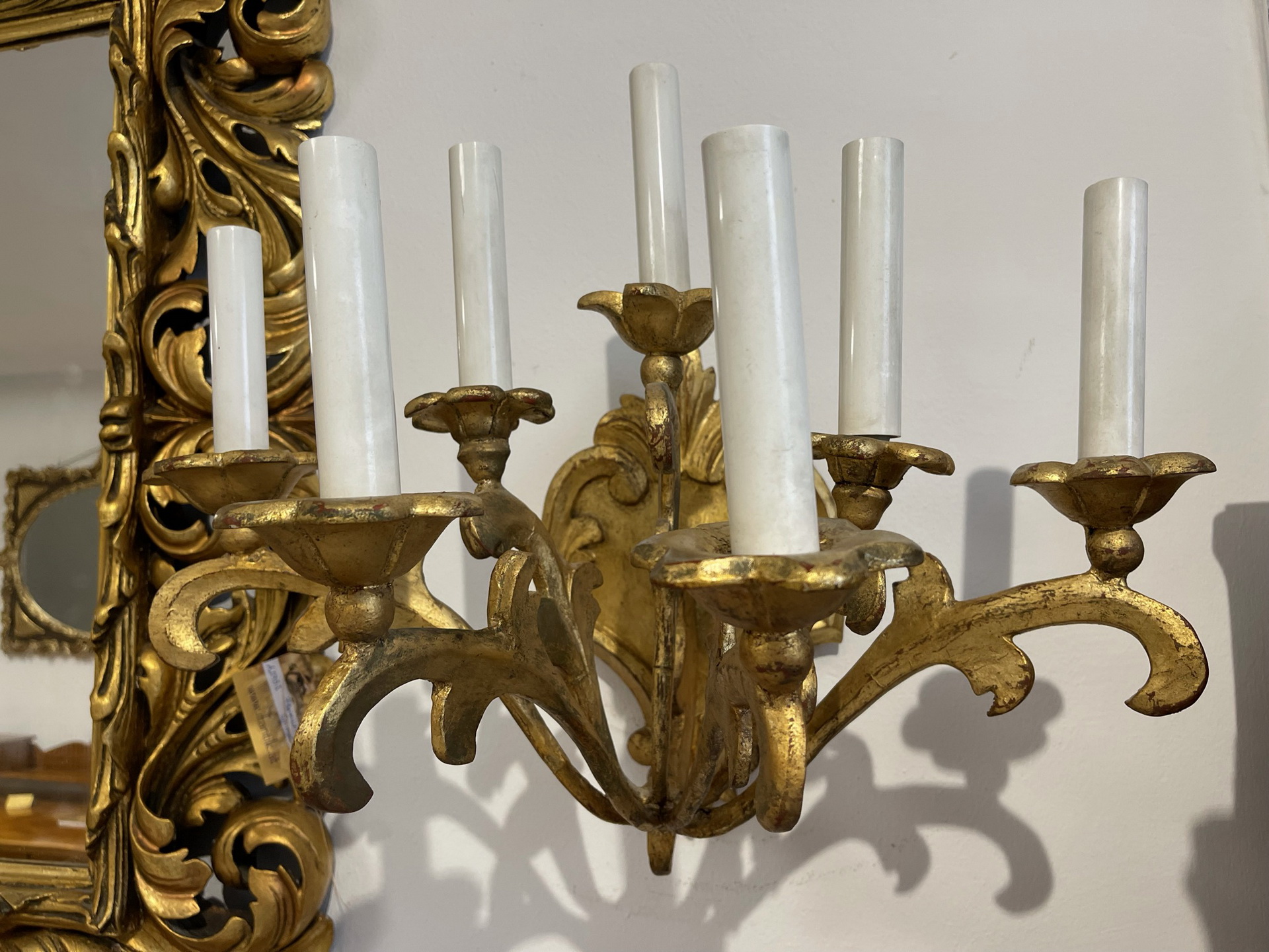 Biedermeierschreibtisch-Barocktisch_340 originale 2 Barock Wandleuchter Holzwandleuchter Barockleuchter A3204