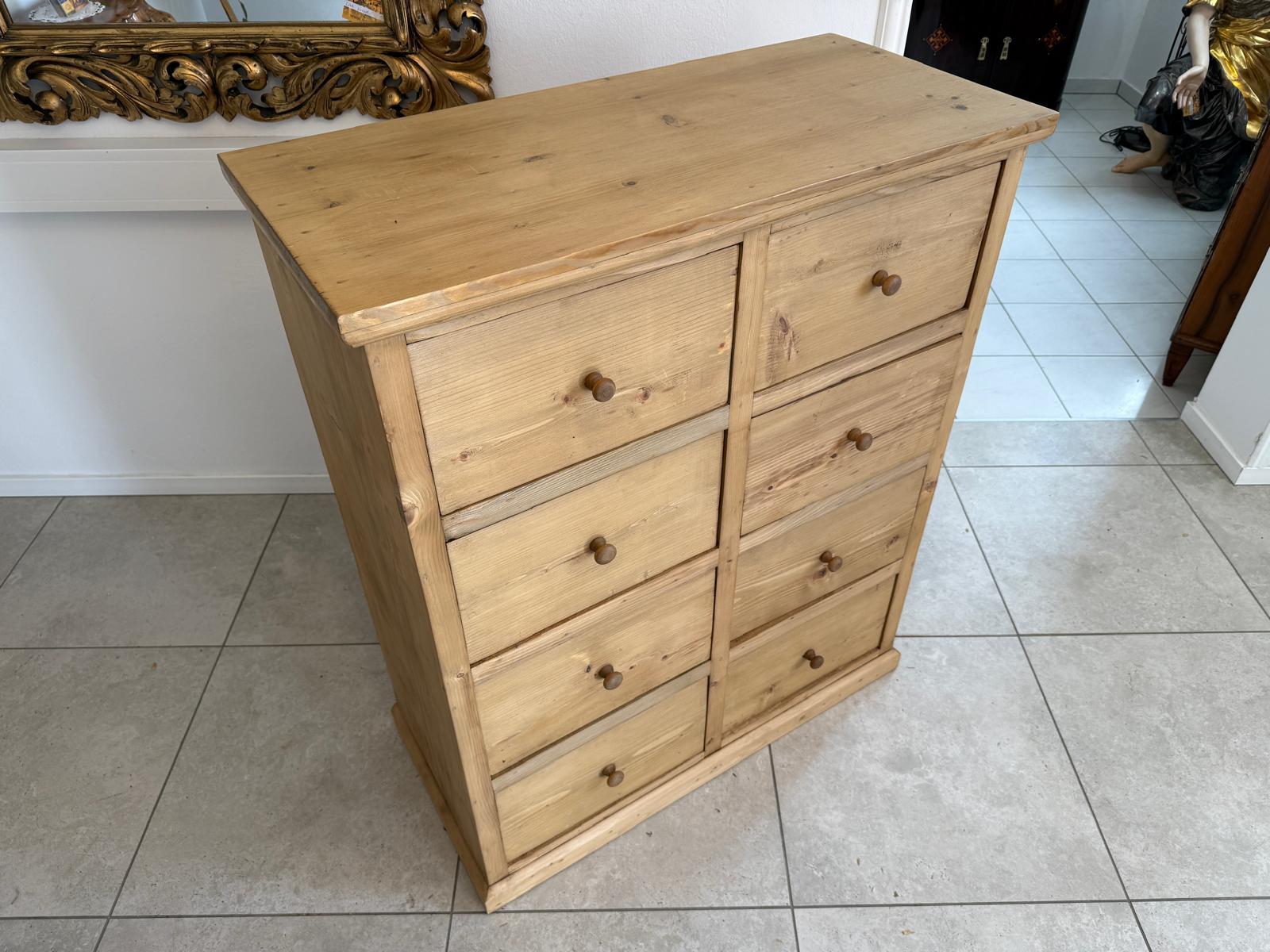 Bäuerliche 8 Ladenkommode Apothekerschrank Altholzkommode Weichholz D1182