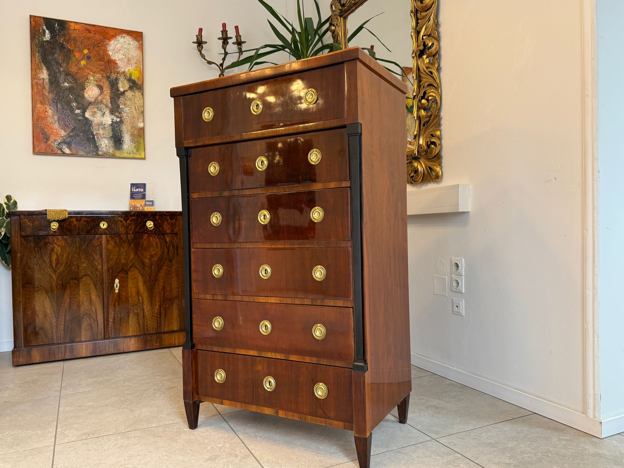 Sale Restaurierte Biedermeier Wochenkommode Nussholz Antiquität D1108