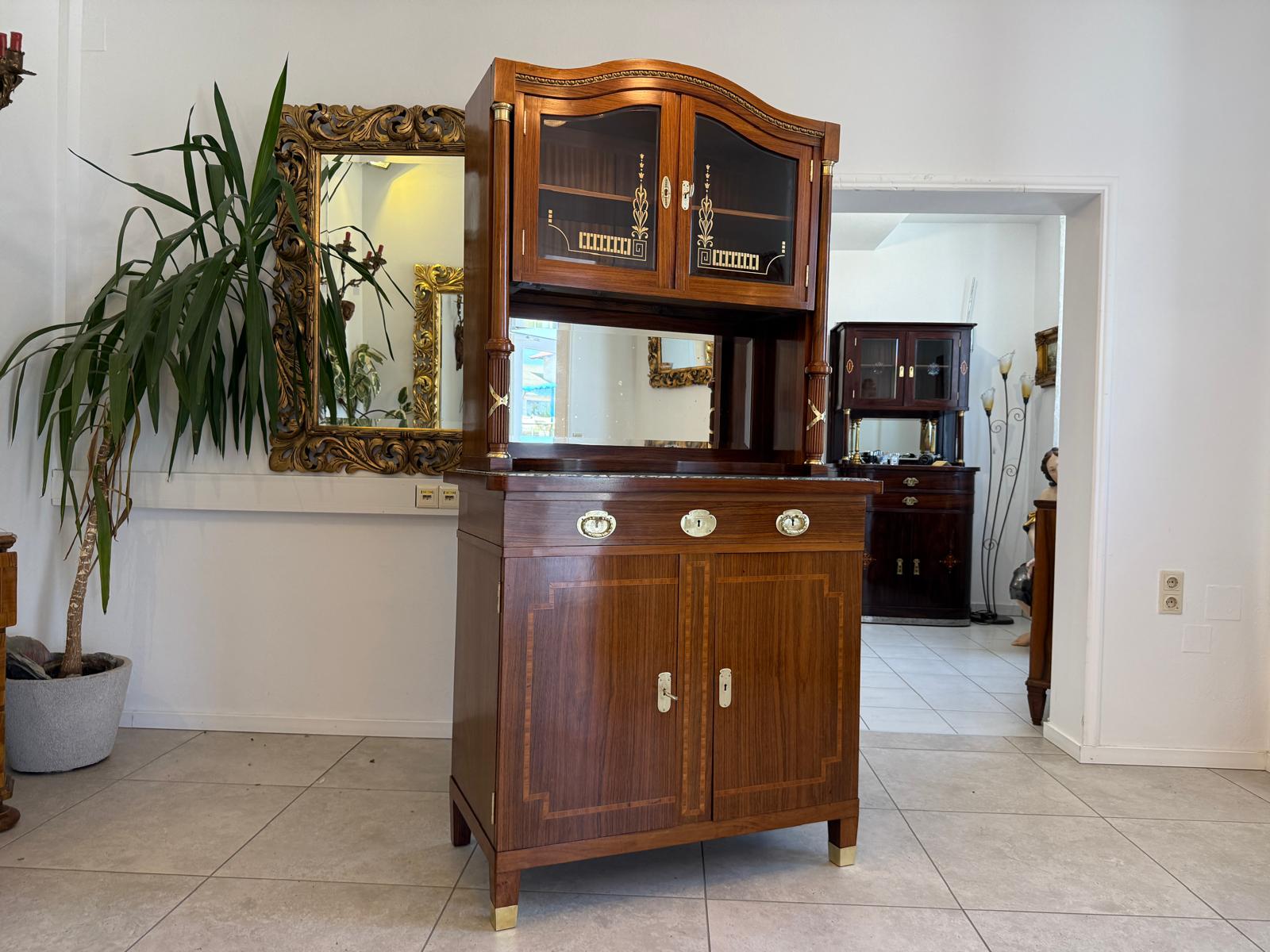 Jugendstil Aufsatzbuffet Antiquität Kredenz Küchenschrank D2697