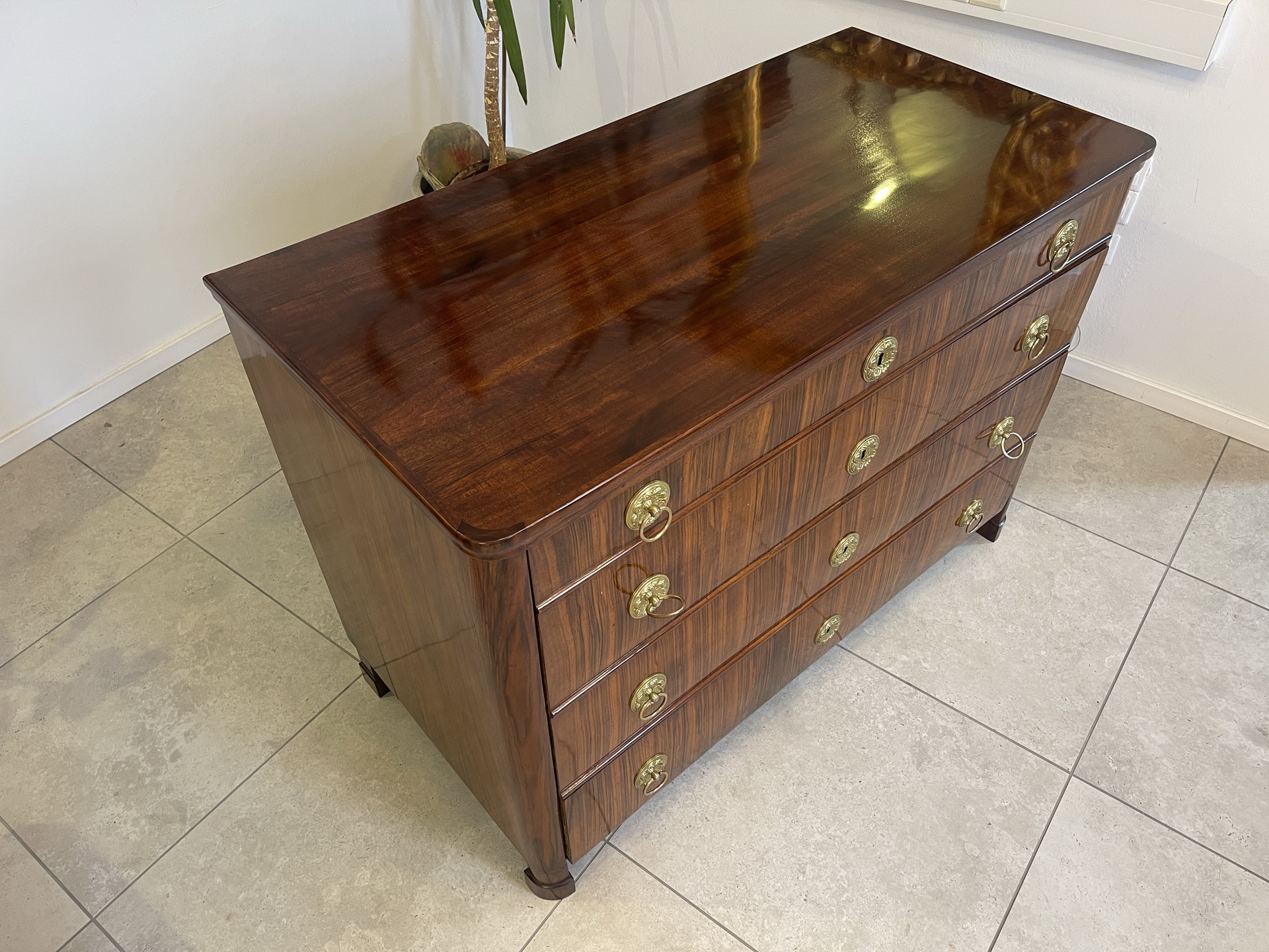 Biedermeier-Barock-59 Restaurierte Nussholzfurnierte Biedermeier Schreibkommode A4021