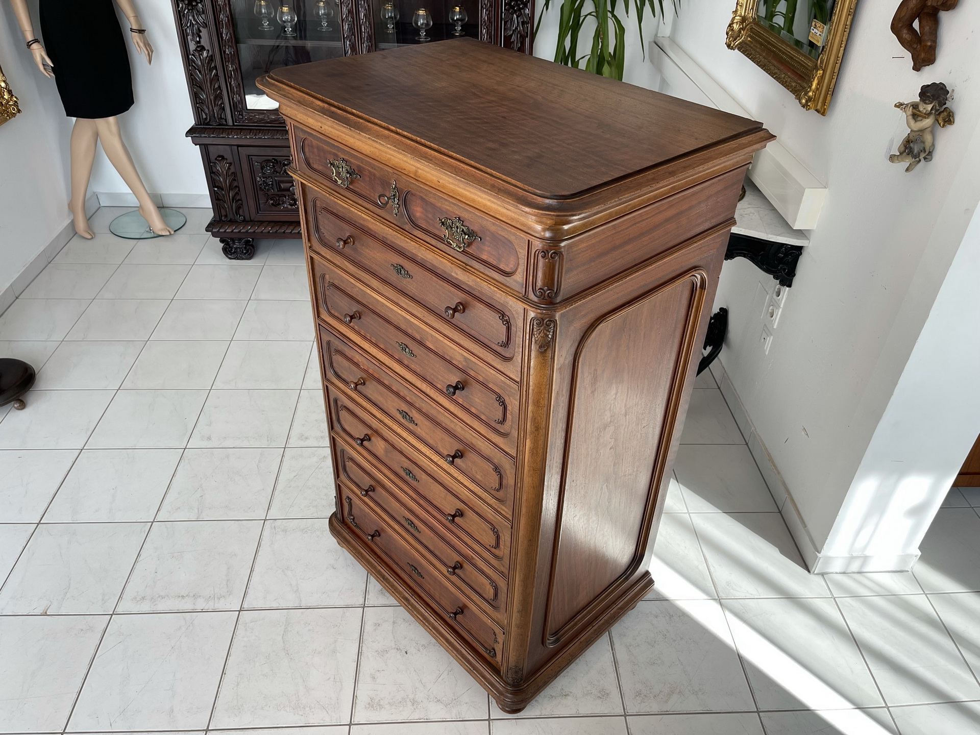 Jugendstil-Biedermeier-Barock_118 Original Gründerzeit Hochkommode Anrichte Historismus A2968