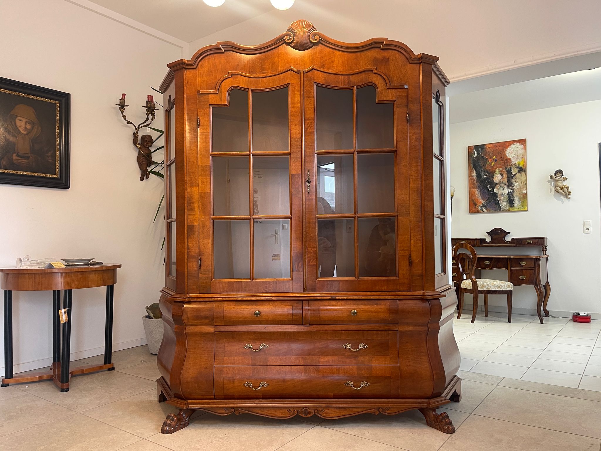 Barocke Aufsatz Anrichte Glasvitrine Bücherschrank Bücherschrank G1228