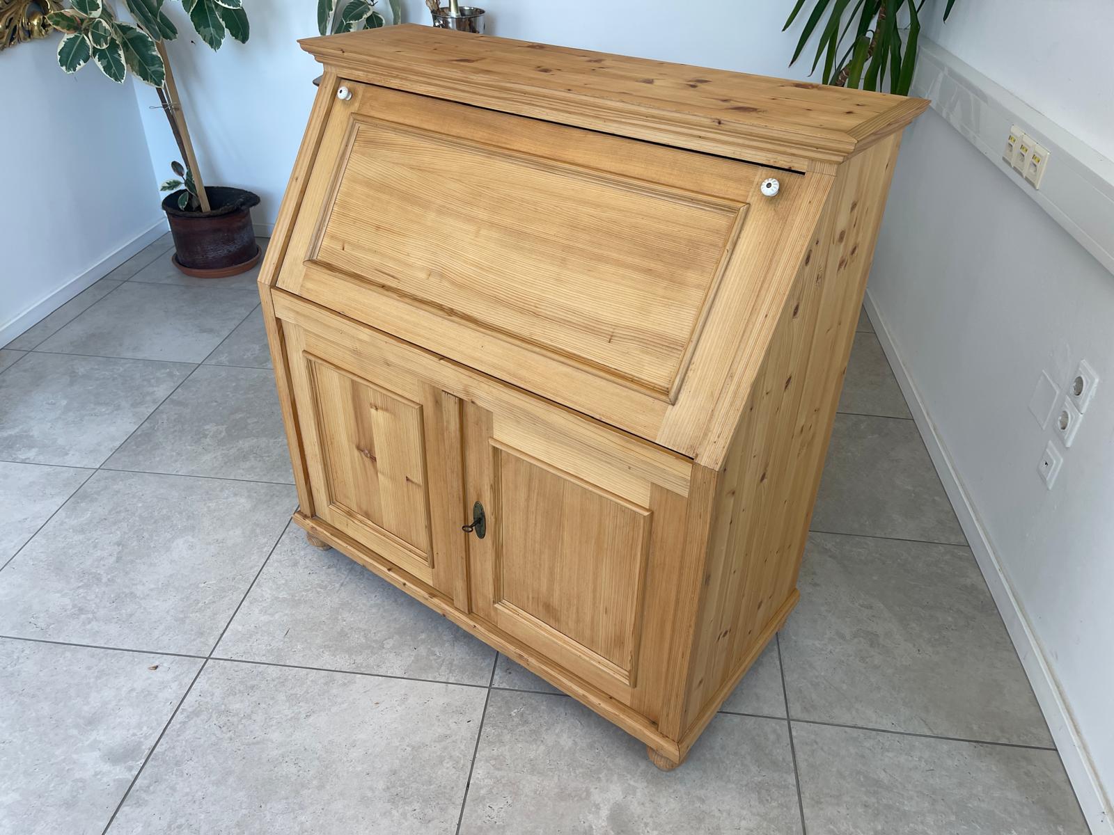 Bäuerlicher Gründerzeit Schreibtisch Sekretär Naturholz G1702