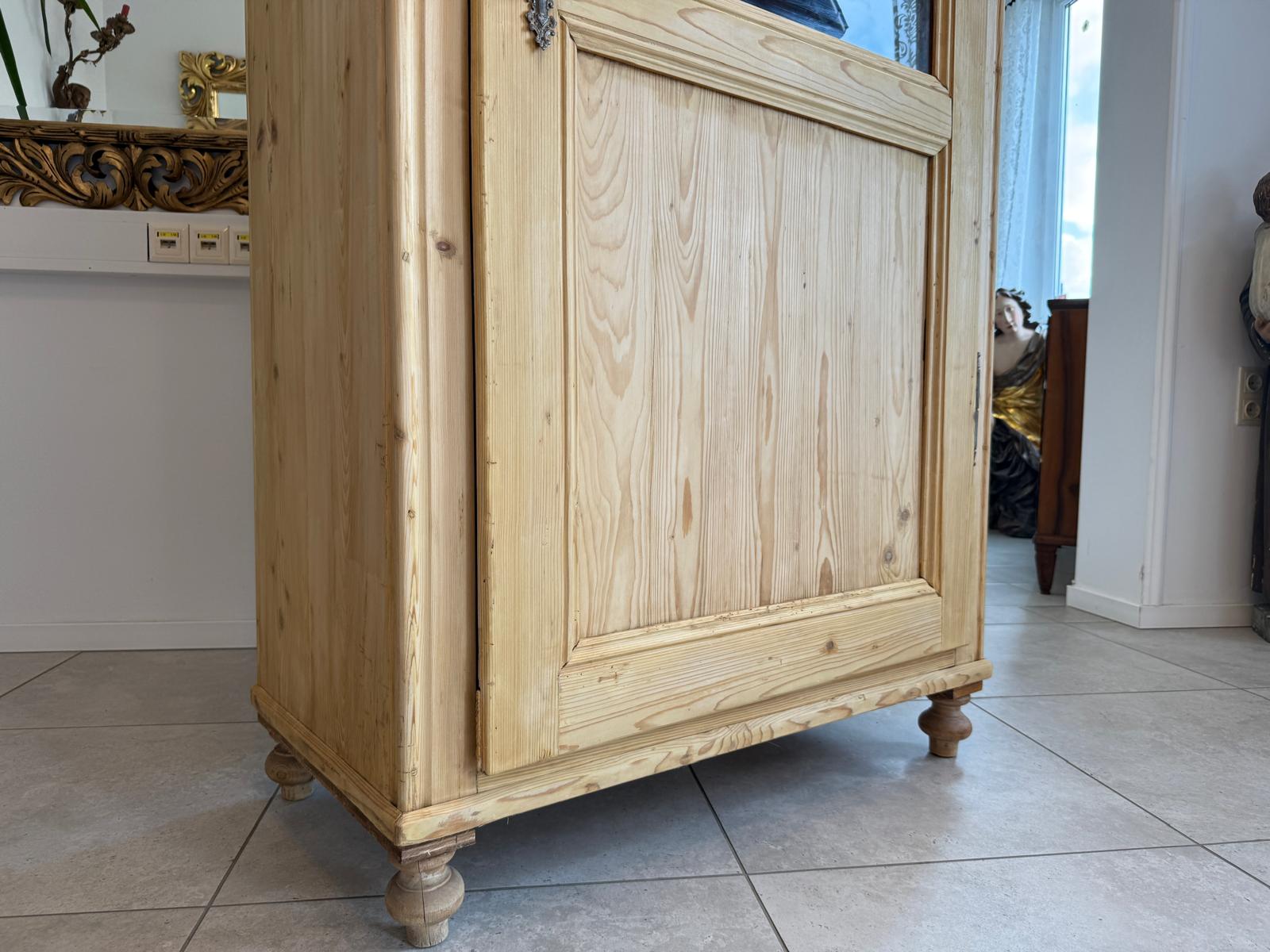 Originale Biedermeier Vitrine Bauernschrank Naturholz Bücherschrank Bauernvitrine D2591