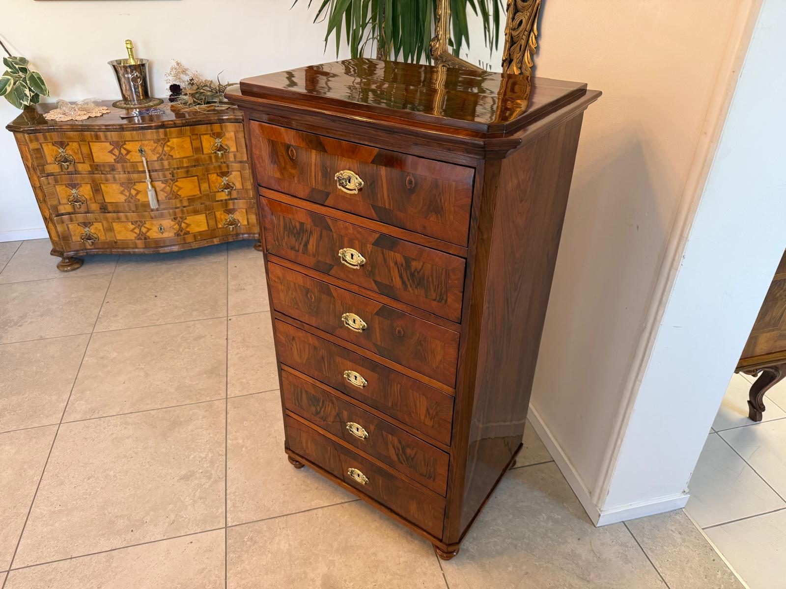 Biedermeier Wochenkommode Nussholz Restauriert Antiquität D2684