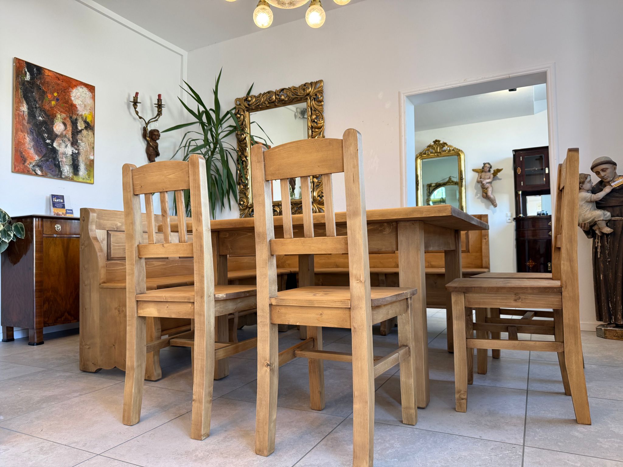 Bauernstube Eckbankgruppe Bauerntisch 4 Sessel Fichtenholz D2329