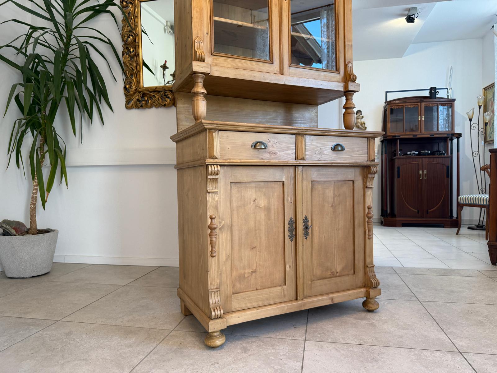 ORIGINALE Gründerzeit Küchenkredenz Antike Bauernmöbel Vitrinenschrank G1783