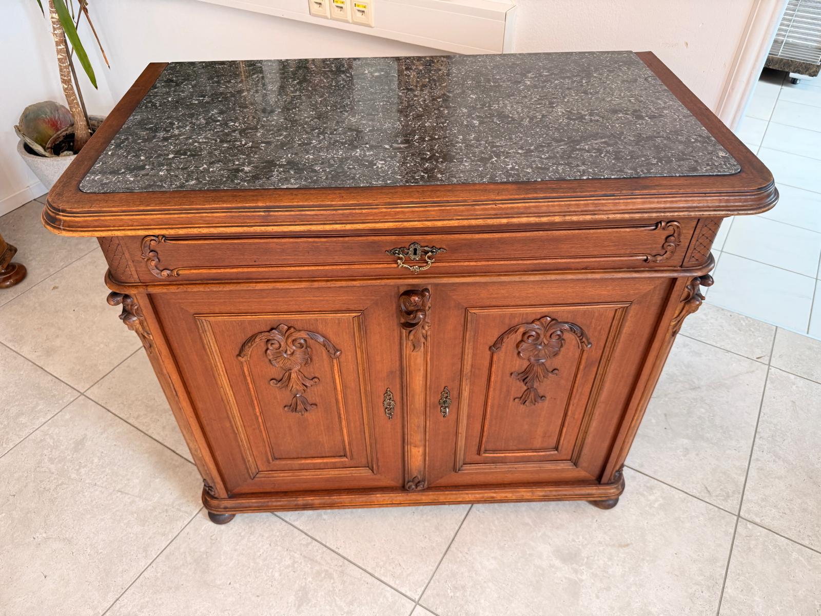 Pfeiferlbarock Anrichte Sideboard Eichenholz Granitplatte D2662